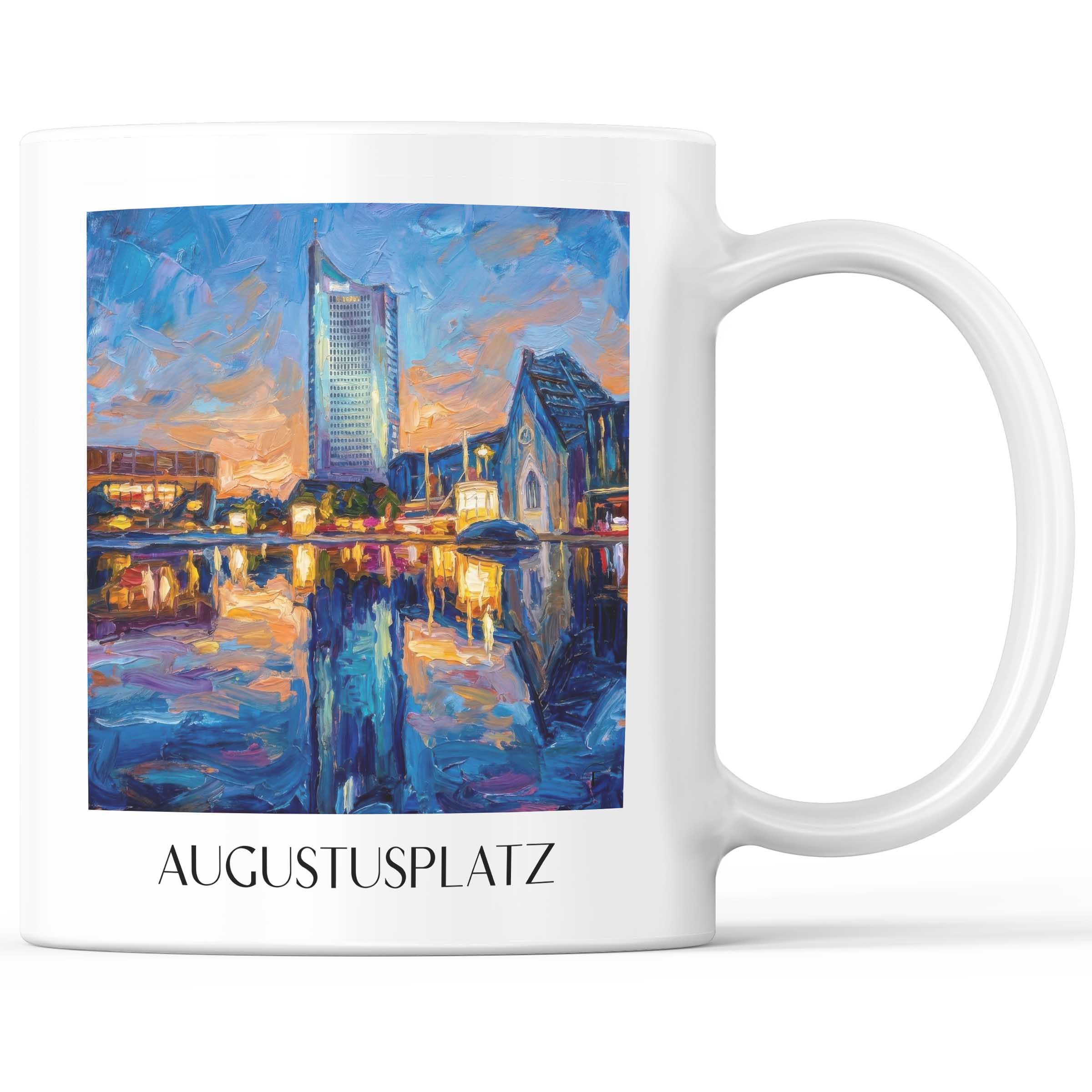 Augustusplatz Kaffeebecher - Leipzig - Deutschland Becher - Kaffeetasse im Ölgemälde Stil