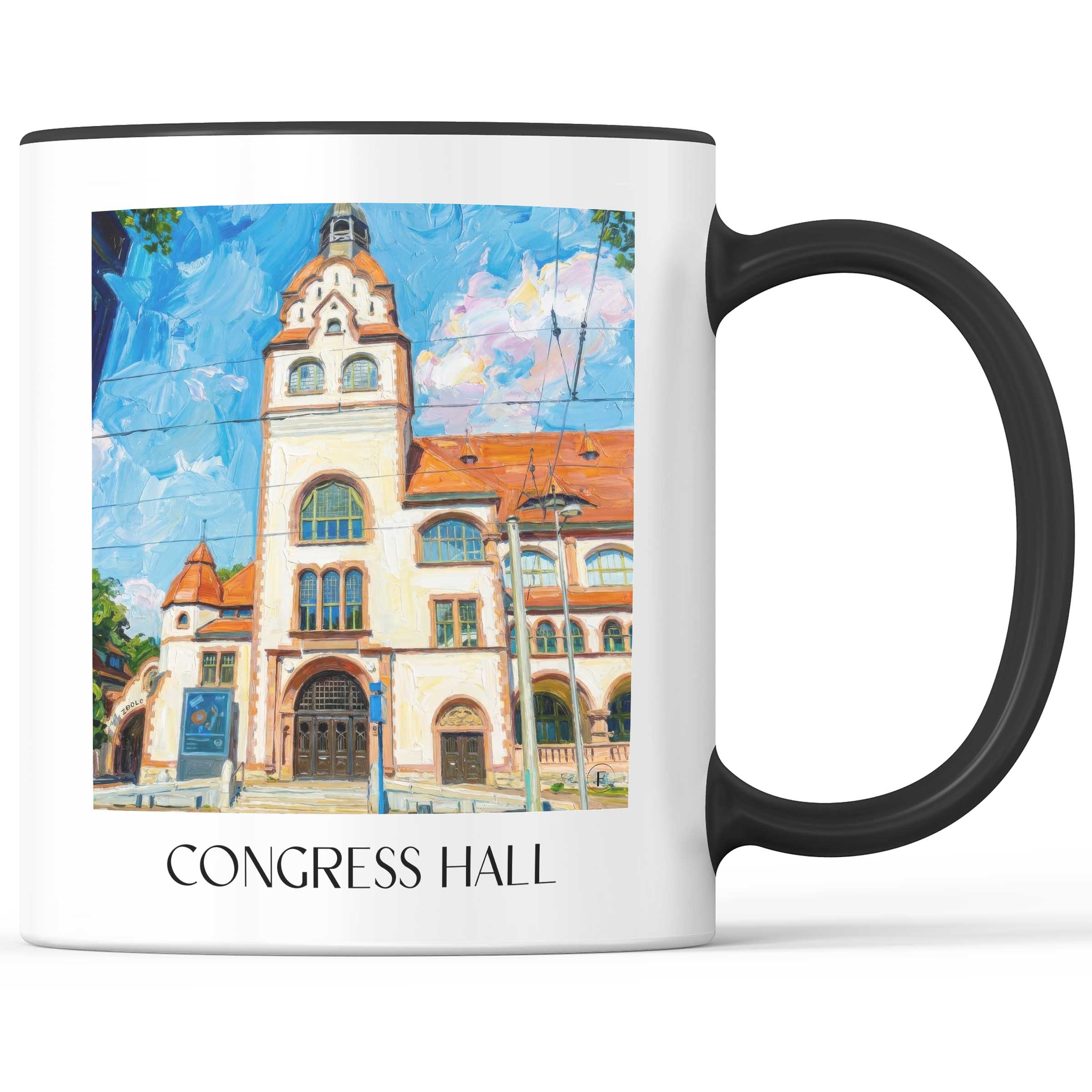 Kongresshalle Kaffeebecher - Leipzig - Deutschland Becher - Kaffeetasse im Ölgemälde Stil