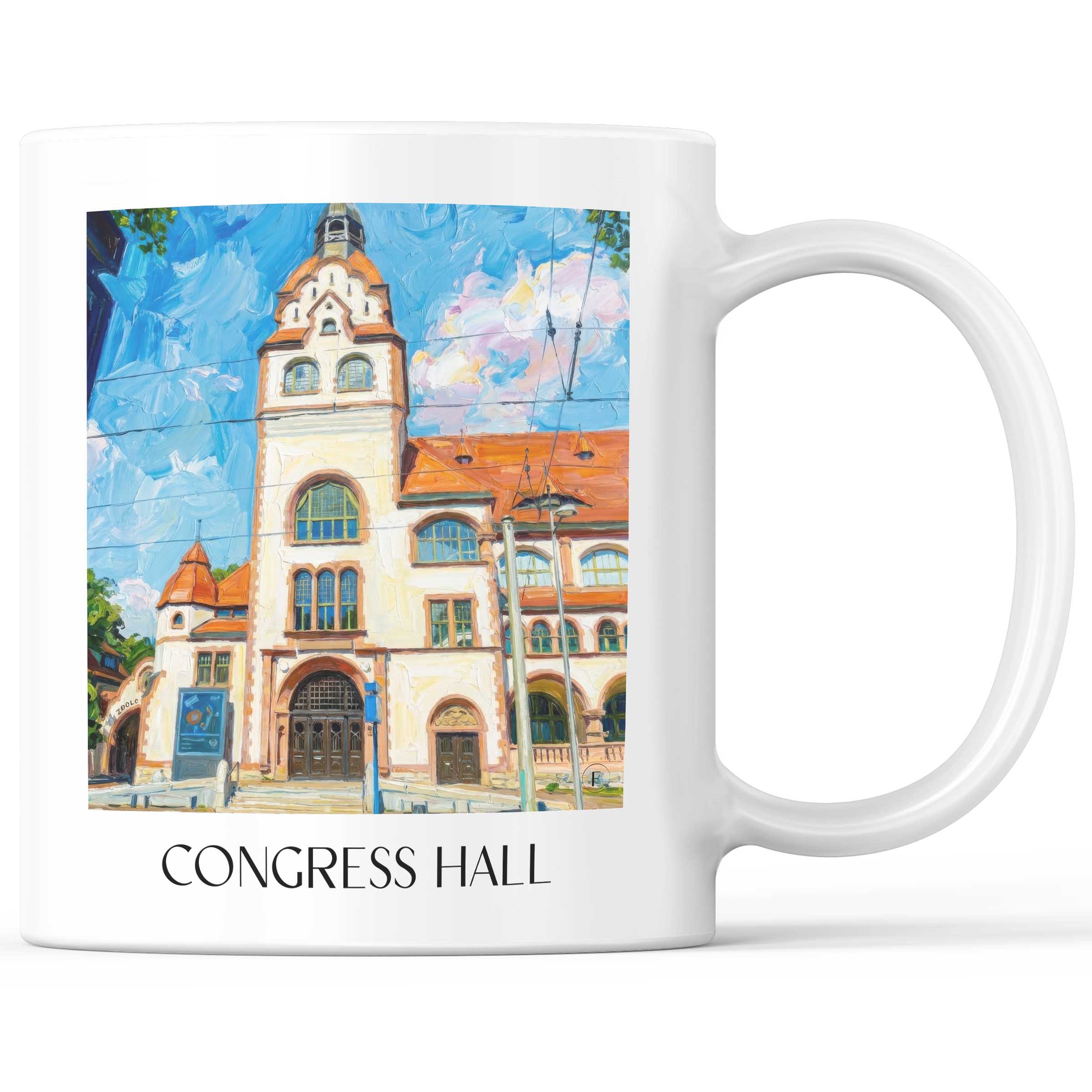 Kongresshalle Kaffeebecher - Leipzig - Deutschland Becher - Kaffeetasse im Ölgemälde Stil