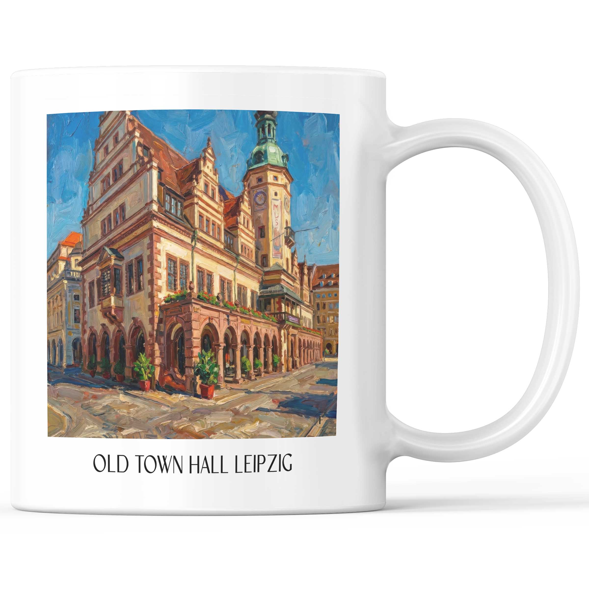 Altes Rathaus Kaffeebecher - Leipzig - Deutschland Becher - Kaffeetasse im Ölgemälde Stil