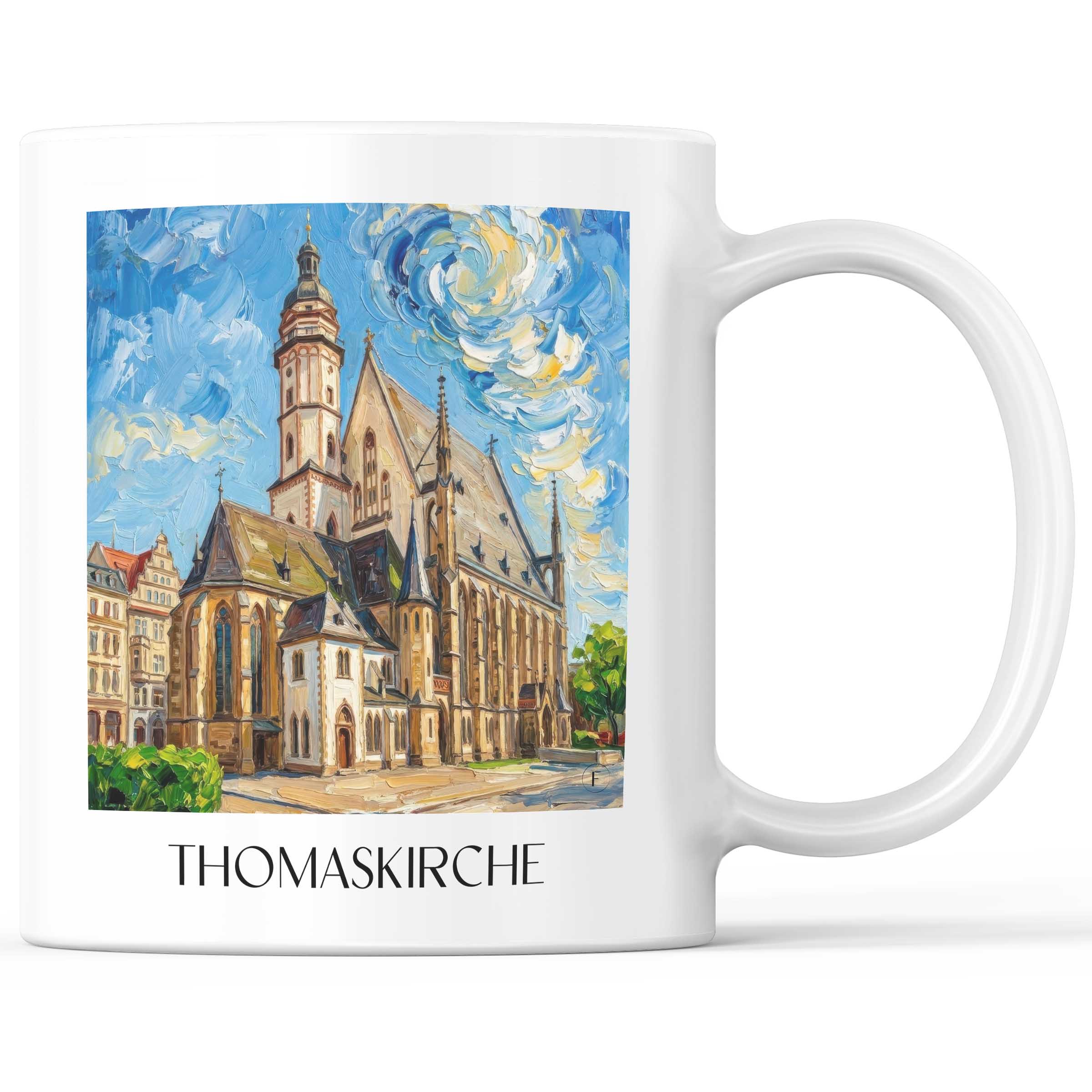 Thomaskirche Kaffeebecher - Leipzig - Deutschland Becher - Kaffeetasse im Ölgemälde Stil
