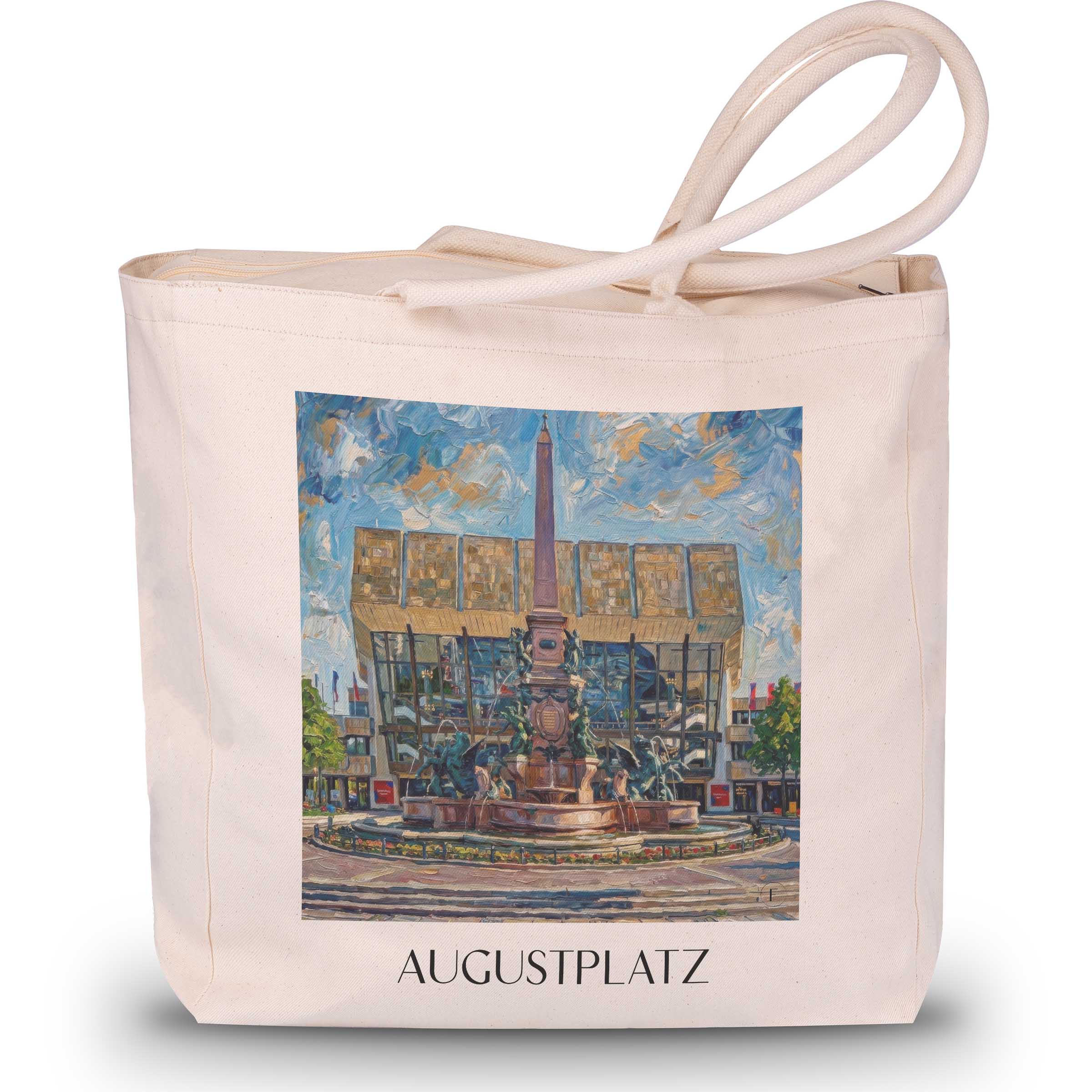 Augustplatz Shopping Tasche - Leipzig - Deutschland Tote Bag - Einkaufstasche im Ölgemälde Stil