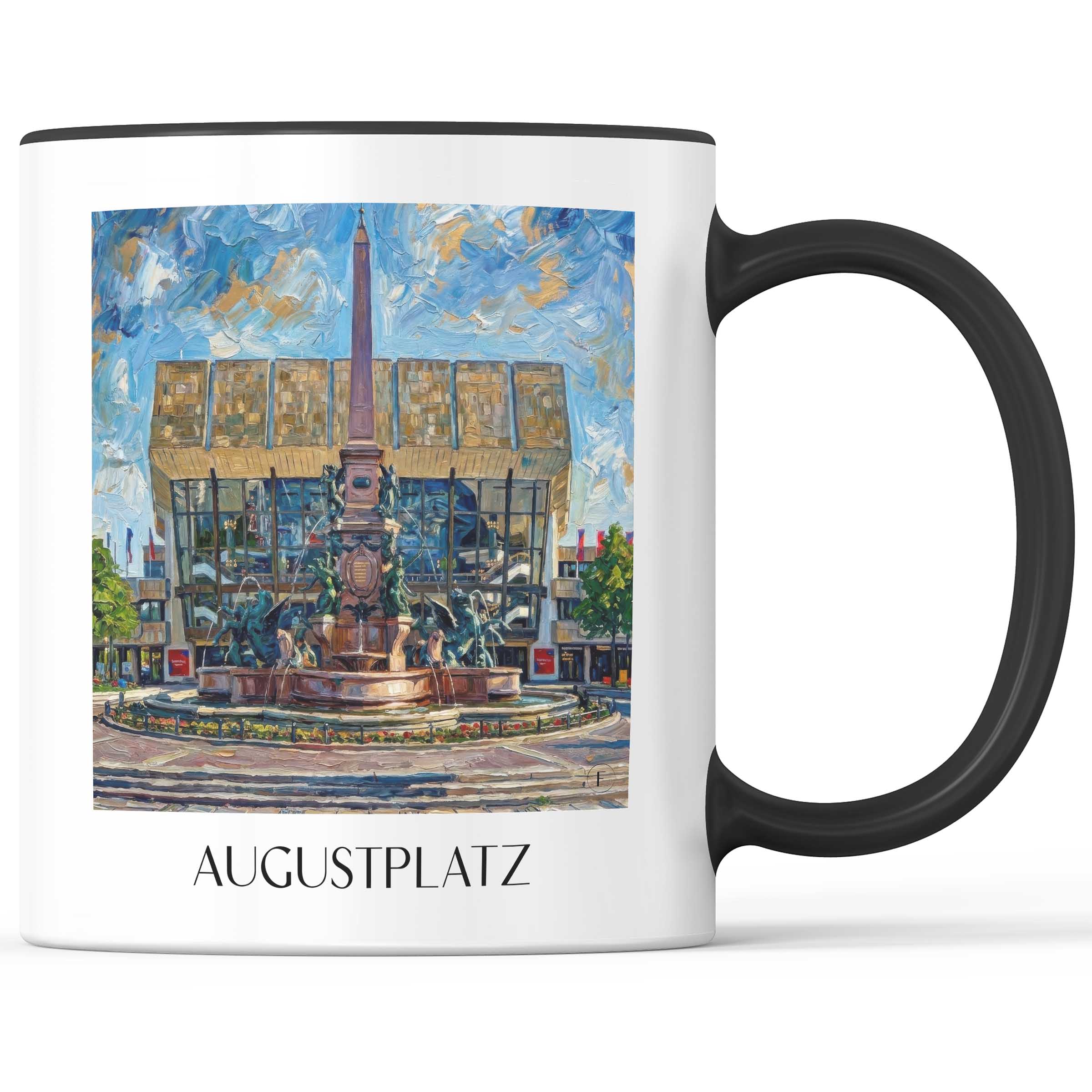 Augustplatz Kaffeebecher - Leipzig - Deutschland Becher - Kaffeetasse im Ölgemälde Stil