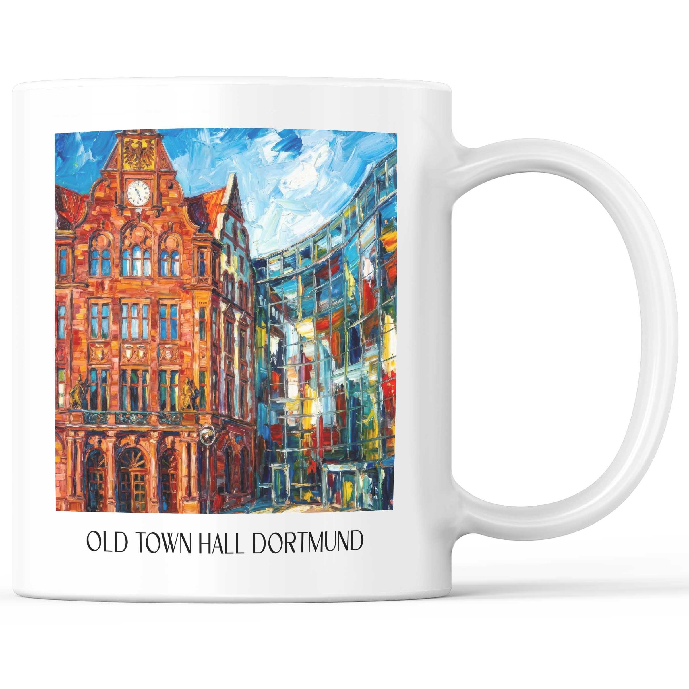 Altes Stadthaus Kaffeebecher - Dortmund - Deutschland Becher - Kaffeetasse im Ölgemälde Stil