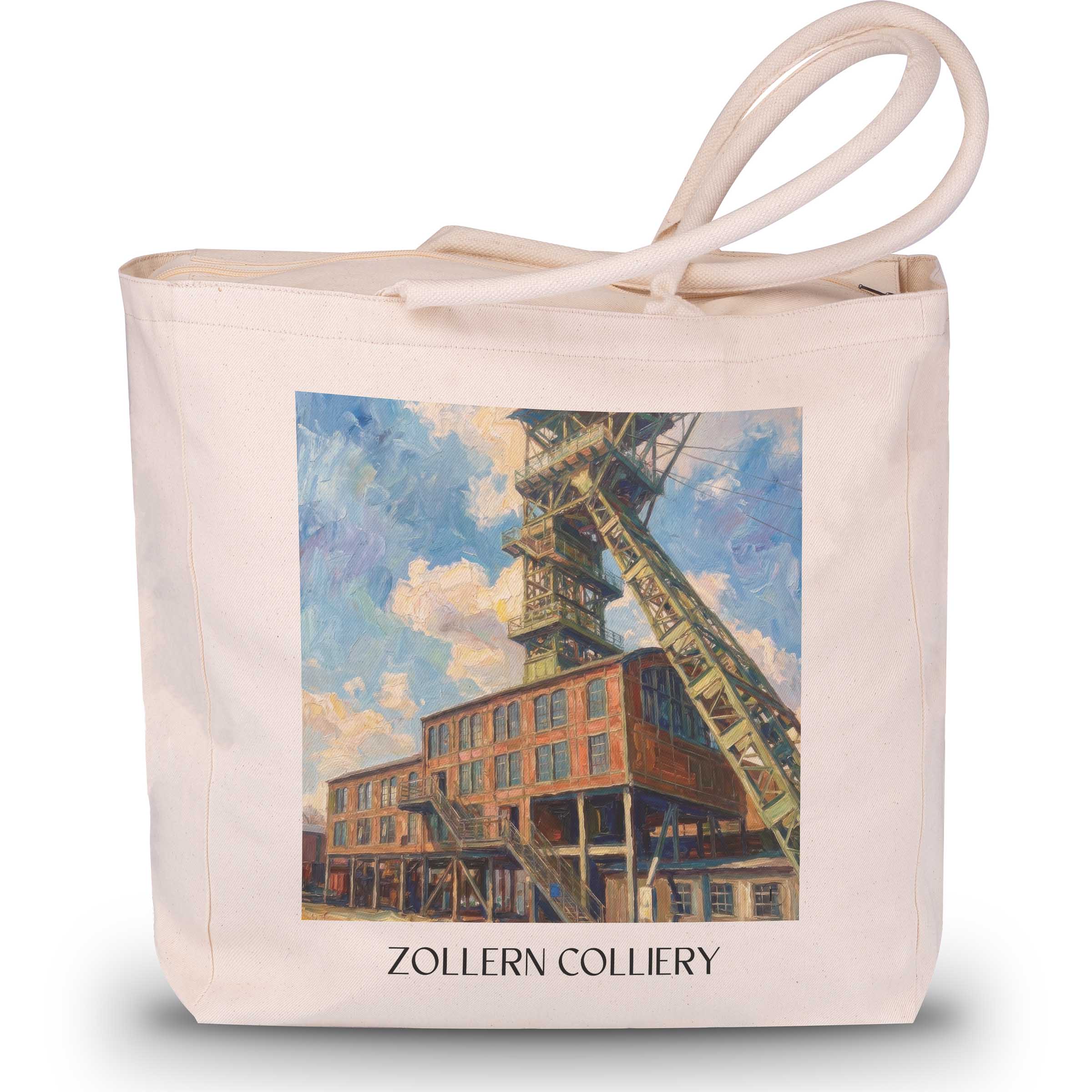 Zeche Zollern Shopping Tasche - Dortmund - Deutschland Tote Bag - Einkaufstasche im Ölgemälde Stil