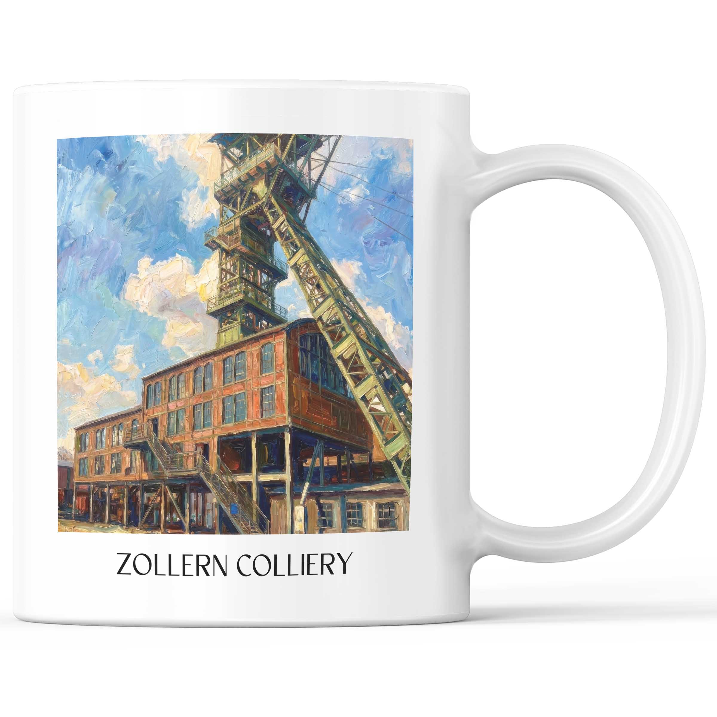 Zeche Zollern Kaffeebecher - Dortmund - Deutschland Becher - Kaffeetasse im Ölgemälde Stil