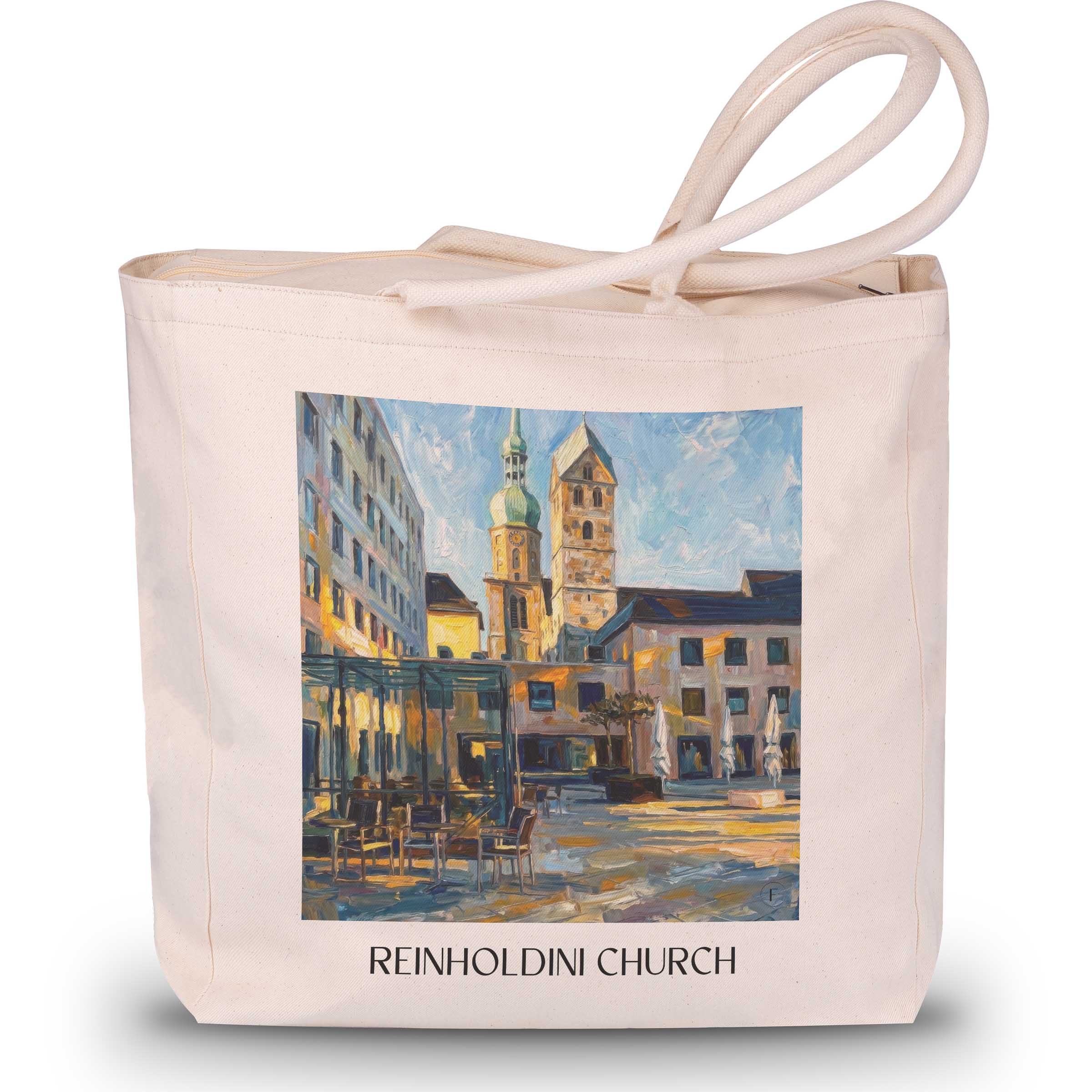 Reinholdinikirche Shopping Tasche - Dortmund - Deutschland Tote Bag - Einkaufstasche im Ölgemälde Stil