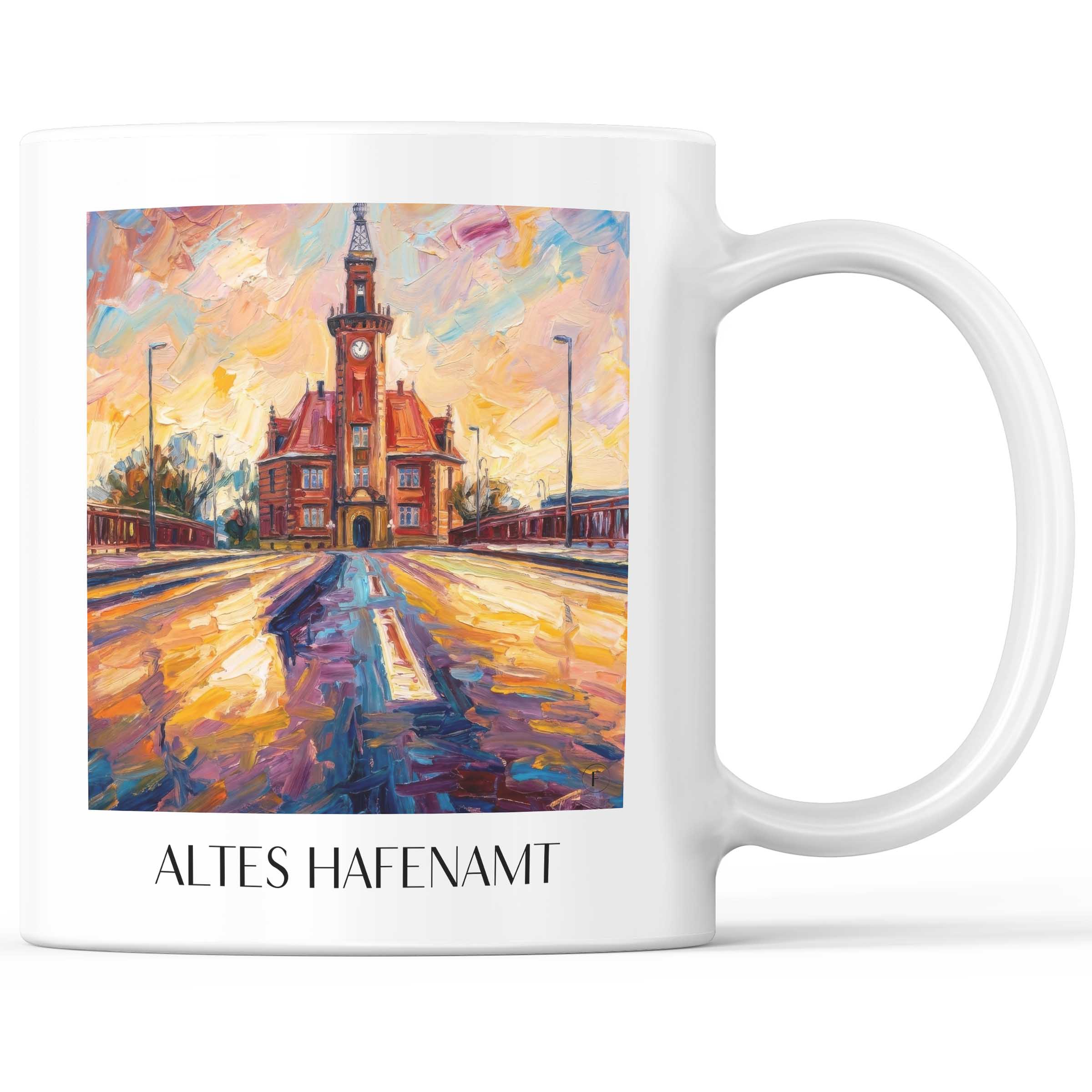 Altes Hafenamt Kaffeebecher - Dortmund - Deutschland Becher - Kaffeetasse im Ölgemälde Stil