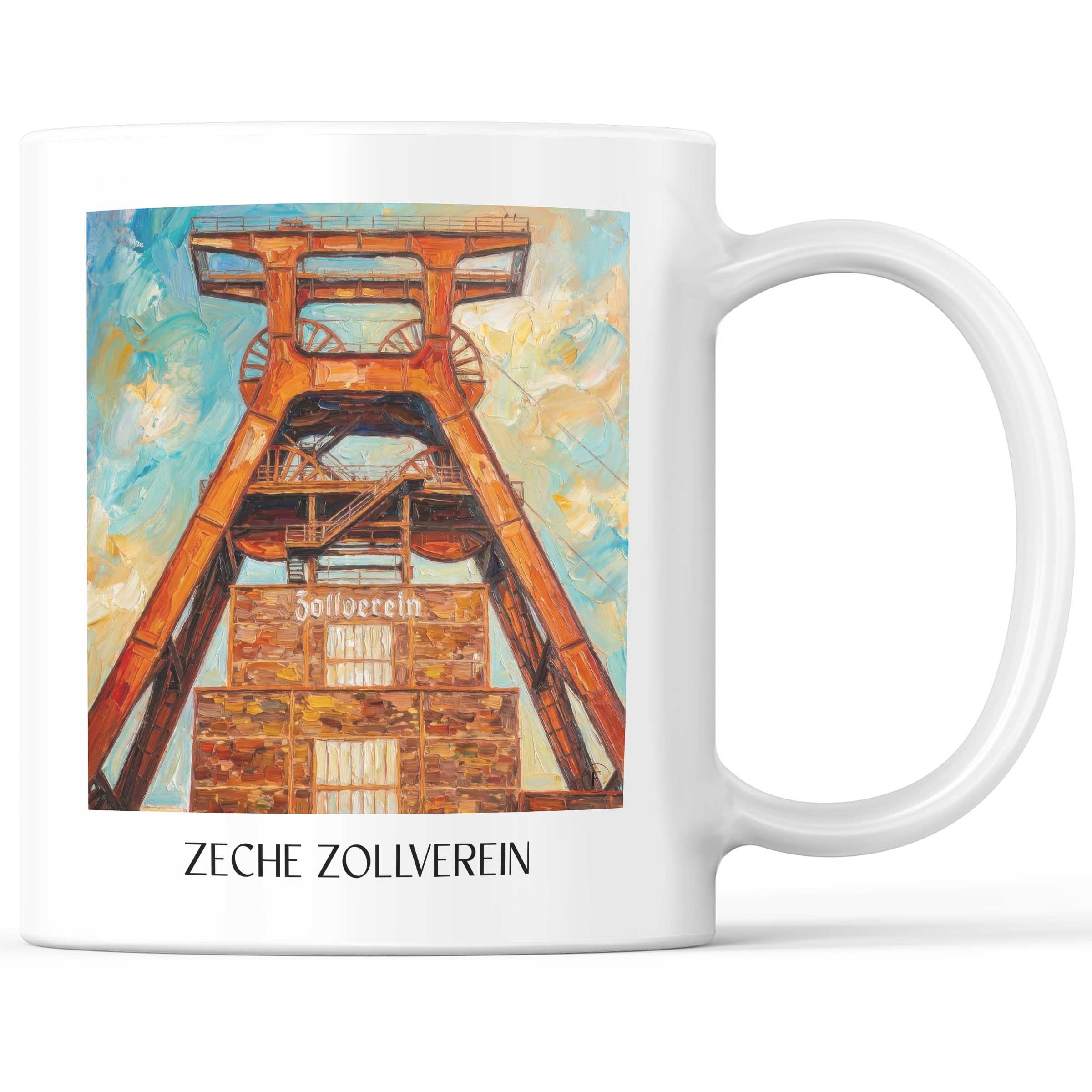 Zeche Zollverein Kaffeebecher - Essen - Deutschland Becher - Kaffeetasse im Ölgemälde Stil