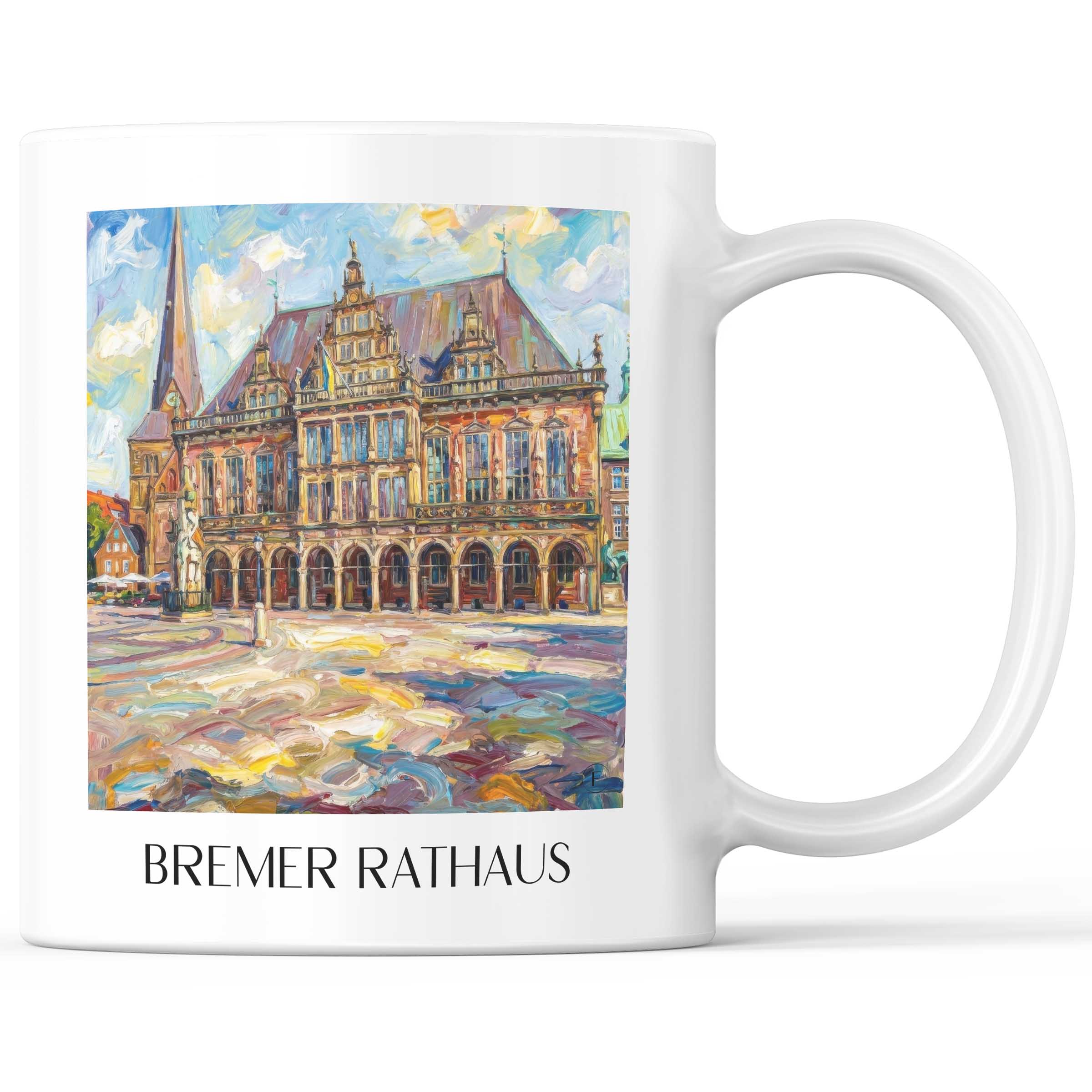 Rathaus Kaffeebecher - Bremen - Deutschland Becher - Kaffeetasse im Ölgemälde Stil