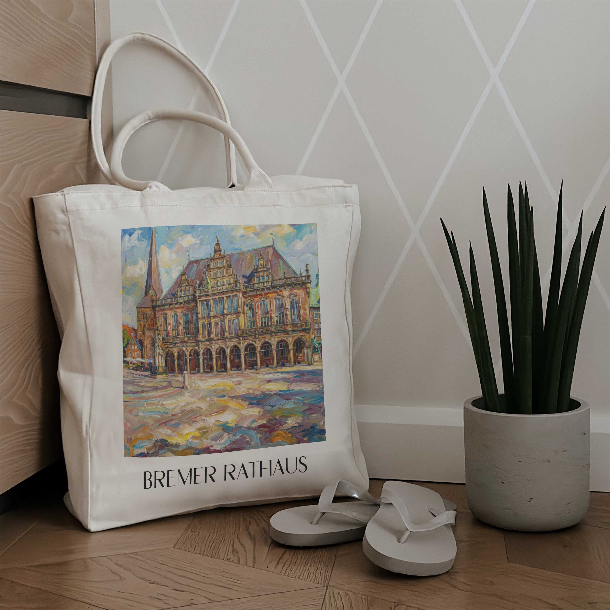 rathaus-bremen-deutschland-einkaufstasche-oil-painting-oelgemaelde