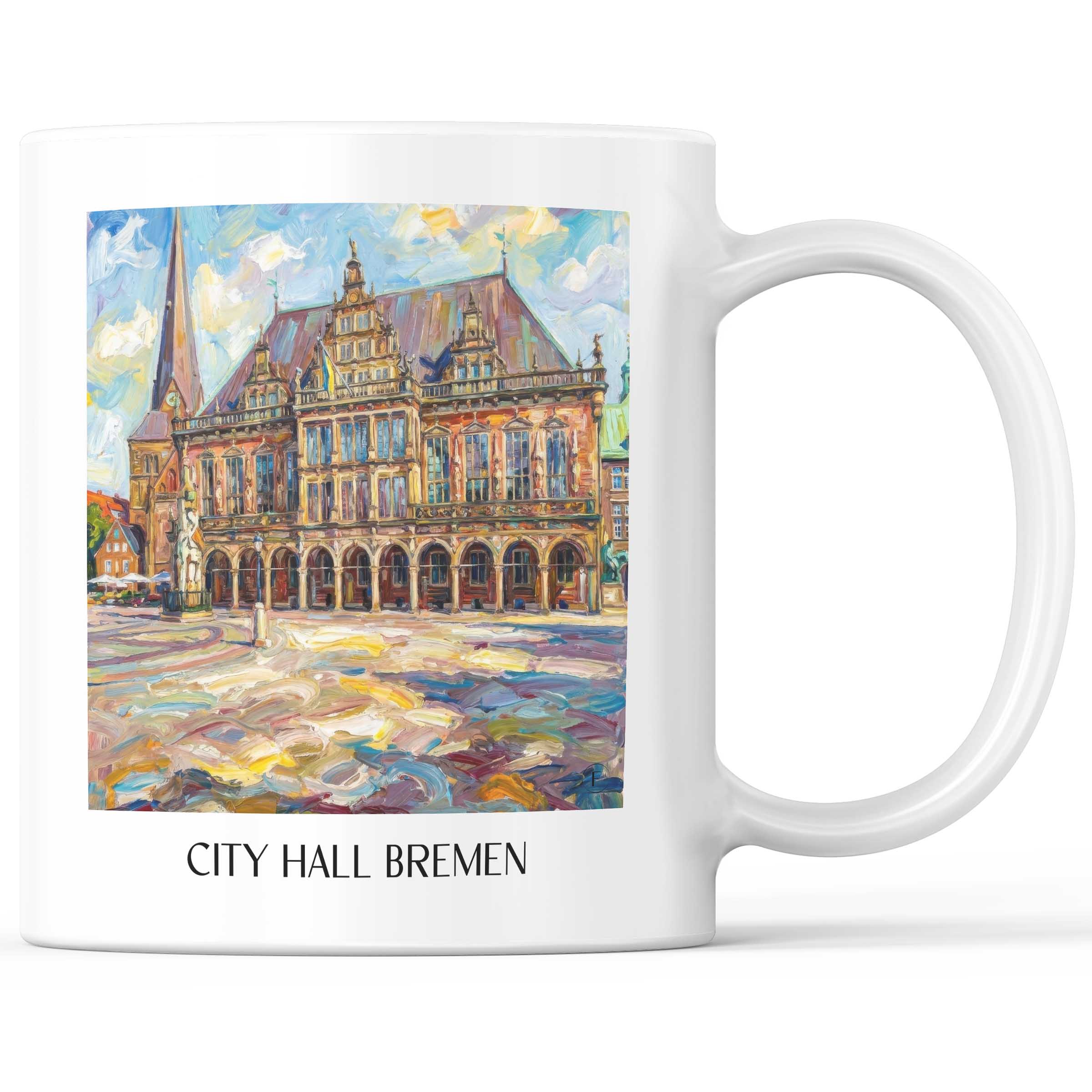 Rathaus Kaffeebecher - Bremen - Deutschland Becher - Kaffeetasse im Ölgemälde Stil