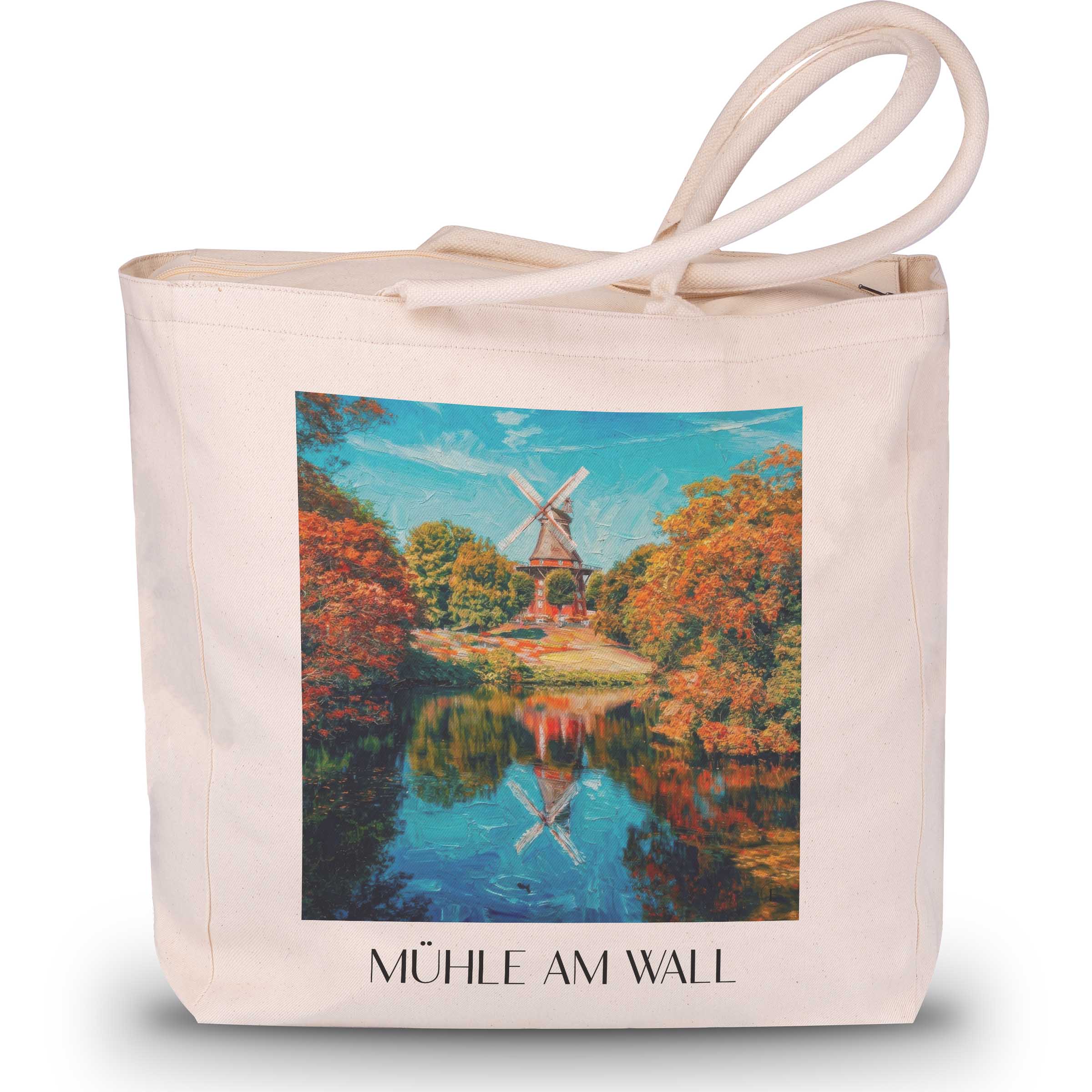 mühle-am-wall-bremen-deutschland-einkaufstasche-oil-painting-oelgemaelde