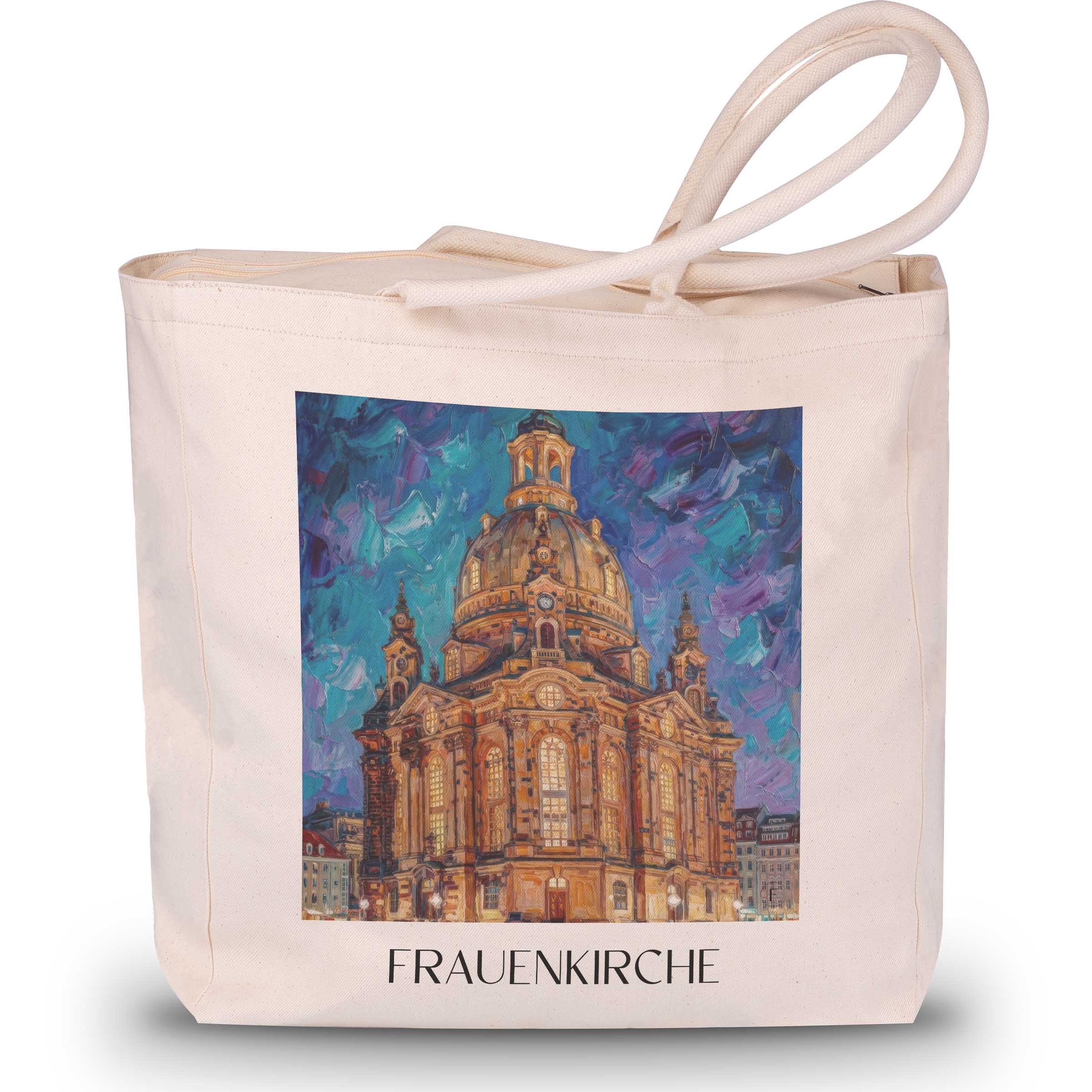 Frauenkirche Shopping Tasche - Dresden - Deutschland Tote Bag - Einkaufstasche im Ölgemälde Stil