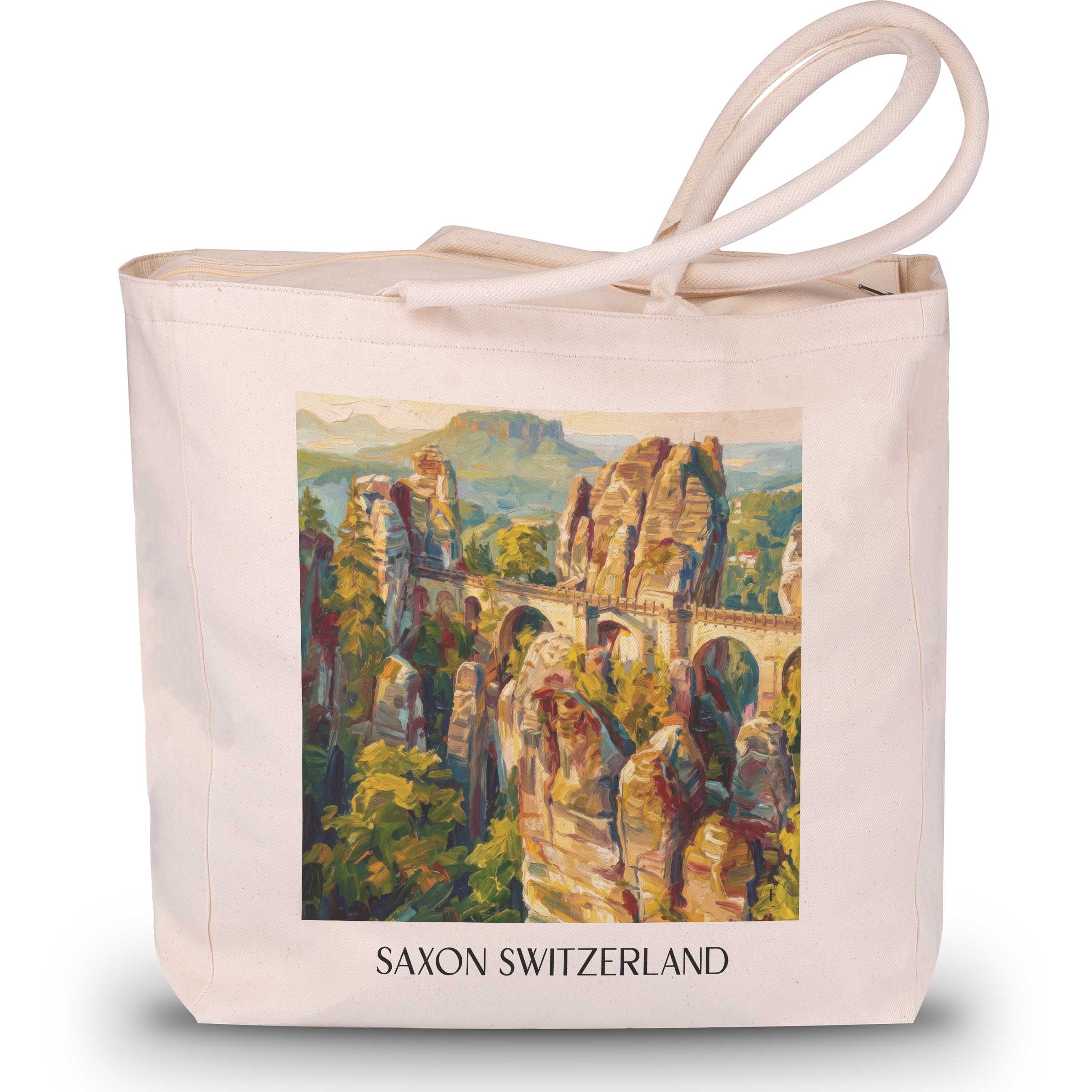 Sächsische schweiz Shopping Tasche - Dresden - Deutschland Tote Bag - Einkaufstasche im Ölgemälde Stil