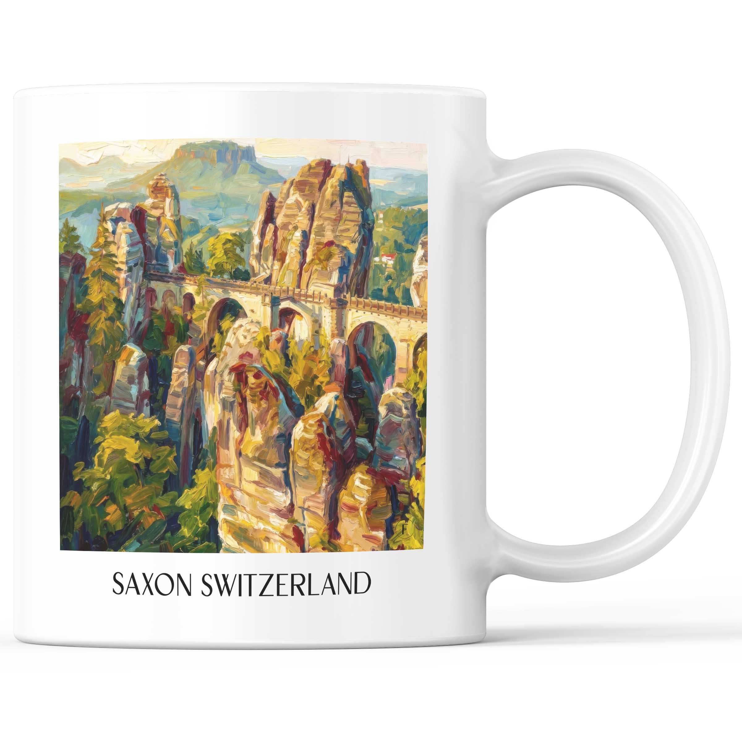 Sächsische schweiz Kaffeebecher - Dresden - Deutschland Becher - Kaffeetasse im Ölgemälde Stil