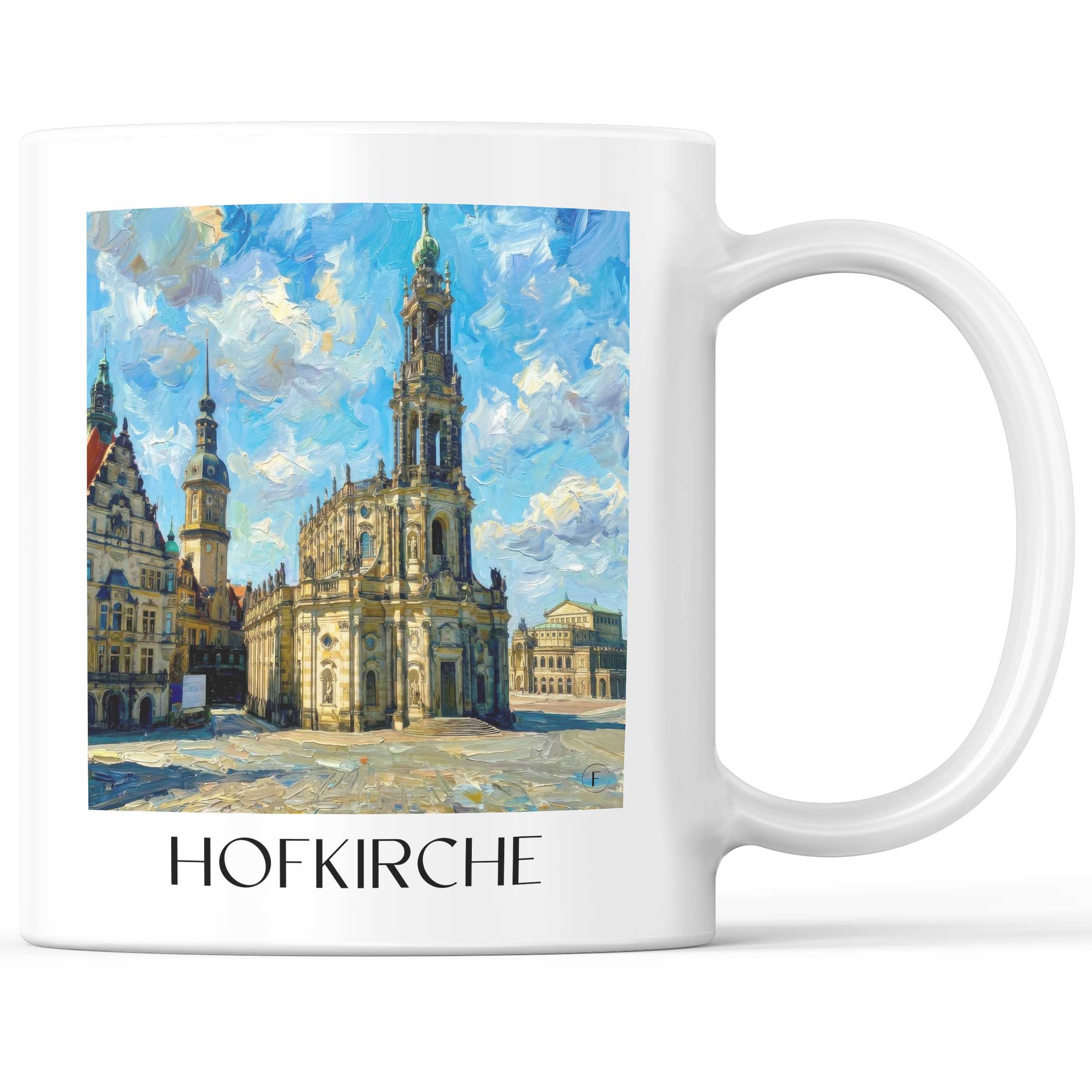 Hofkirche Kaffeebecher - Dresden - Deutschland Becher - Kaffeetasse im Ölgemälde Stil