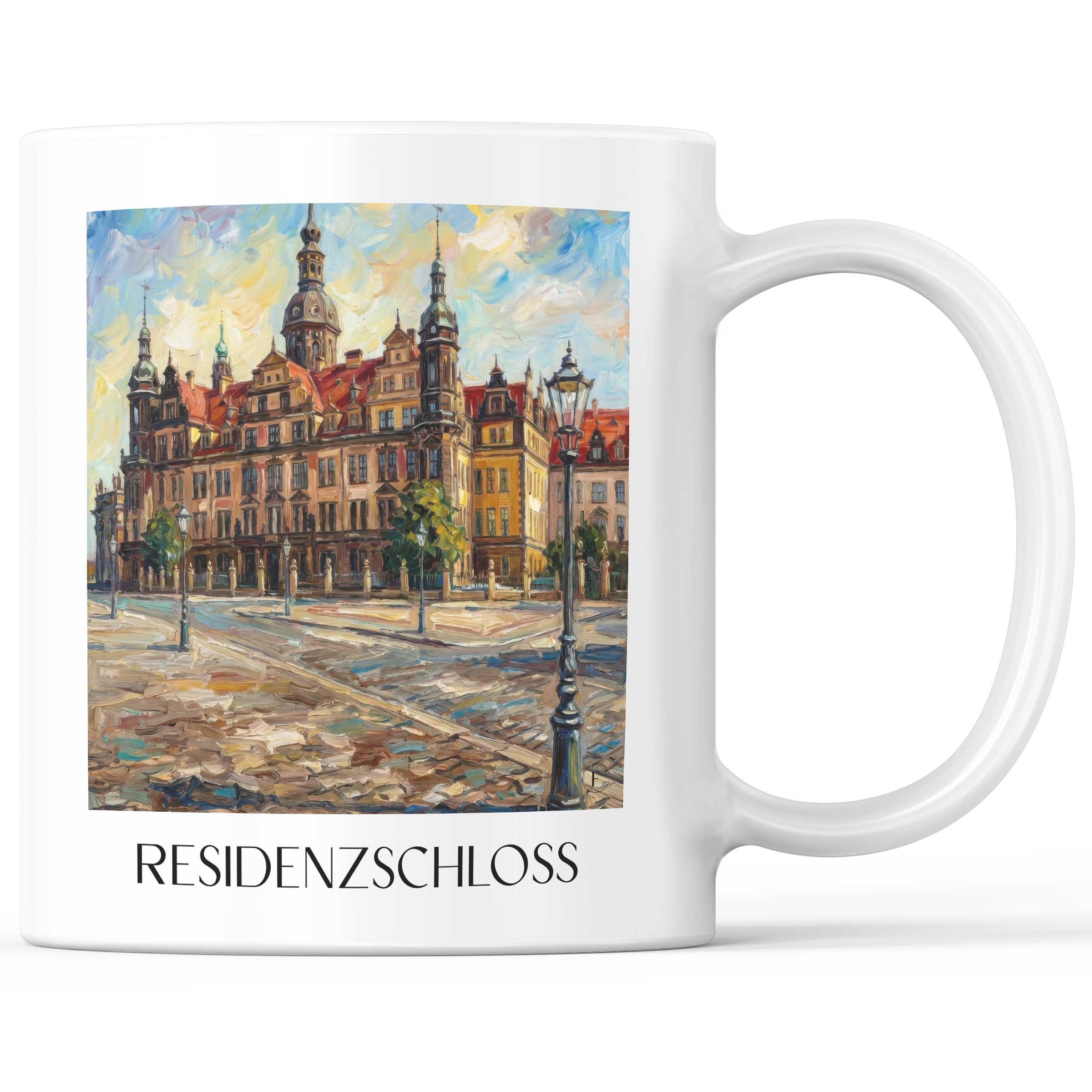 Residenzschloss Kaffeebecher - Dresden - Deutschland Becher - Kaffeetasse im Ölgemälde Stil
