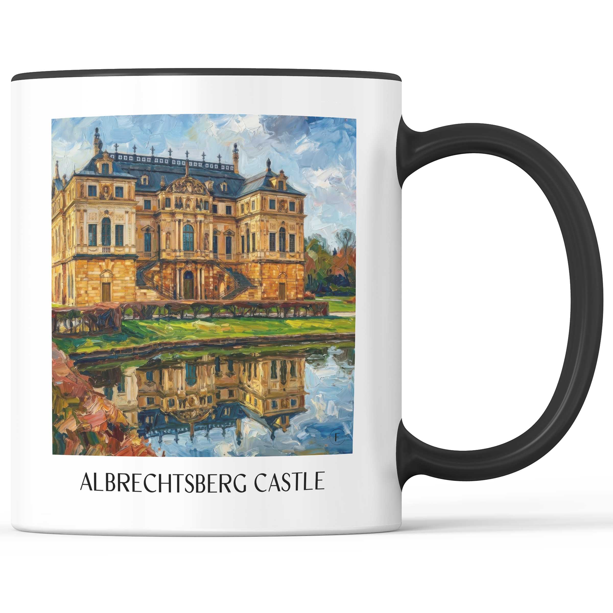 Schloss Albrechtsberg Kaffeebecher - Dresden - Deutschland Becher - Kaffeetasse im Ölgemälde Stil
