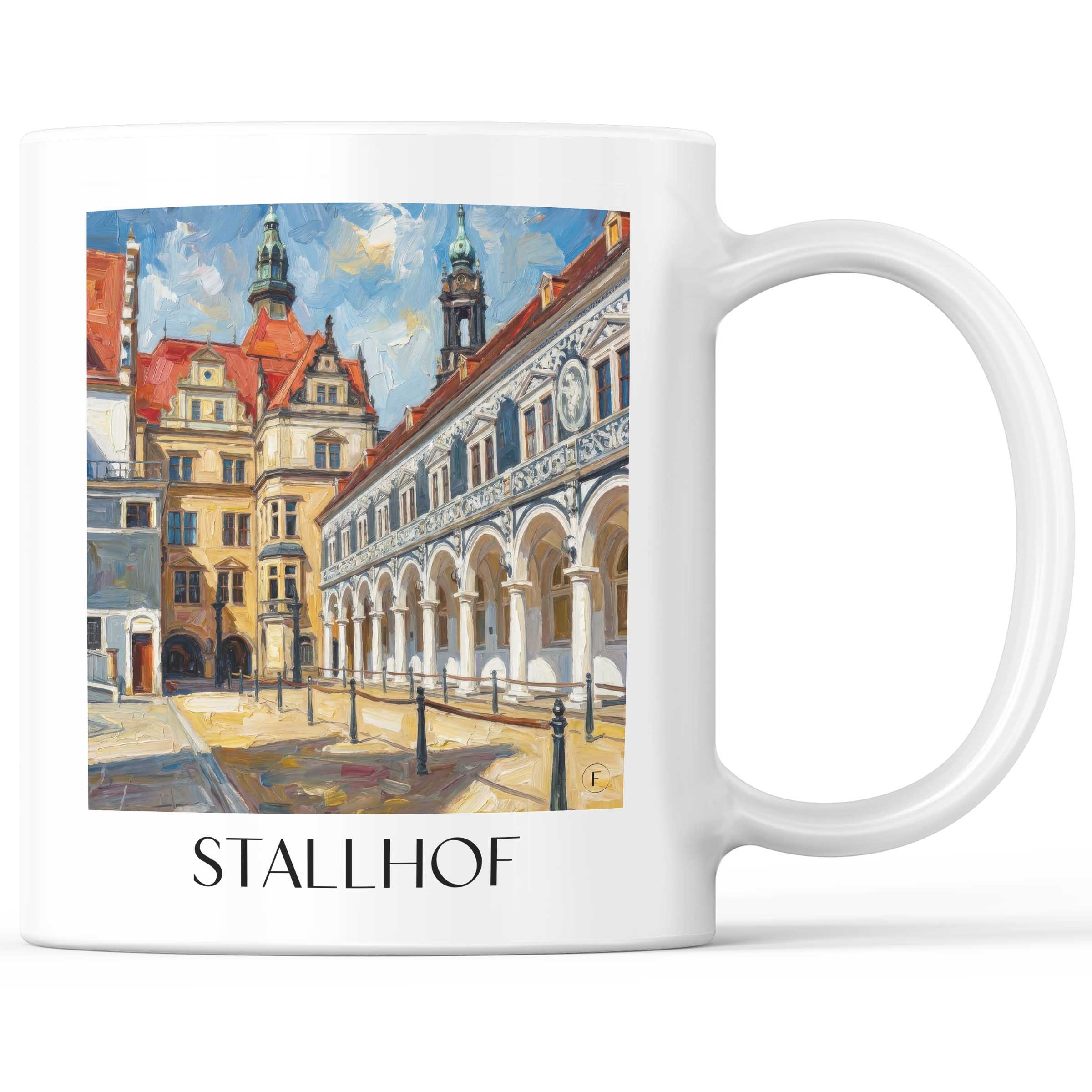 Stallhof Kaffeebecher - Dresden - Deutschland Becher - Kaffeetasse im Ölgemälde Stil
