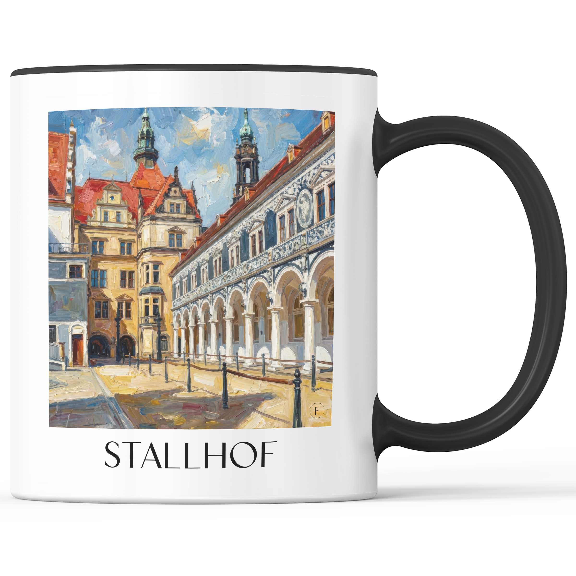 Stallhof Kaffeebecher - Dresden - Deutschland Becher - Kaffeetasse im Ölgemälde Stil
