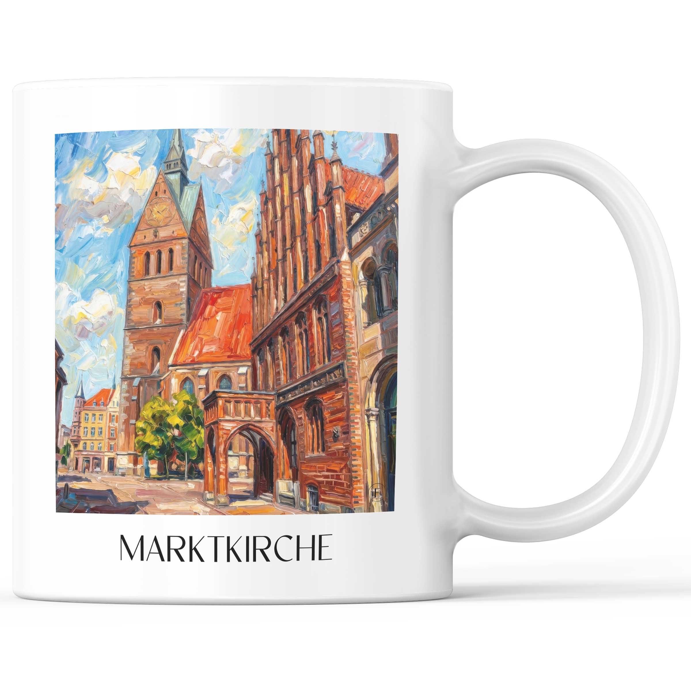 Marktkirche Kaffeebecher - Hannover - Deutschland Becher - Kaffeetasse im Ölgemälde Stil