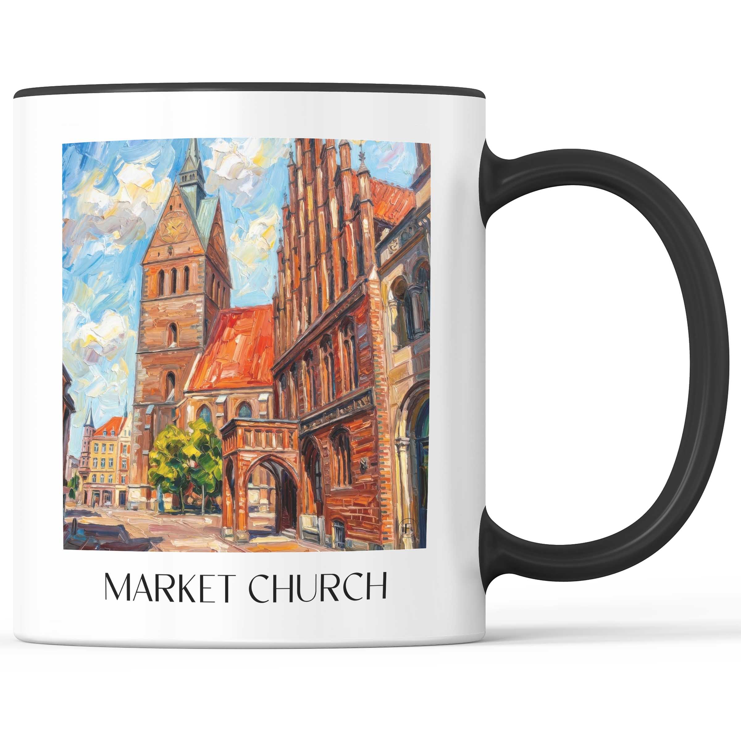 Marktkirche Kaffeebecher - Hannover - Deutschland Becher - Kaffeetasse im Ölgemälde Stil