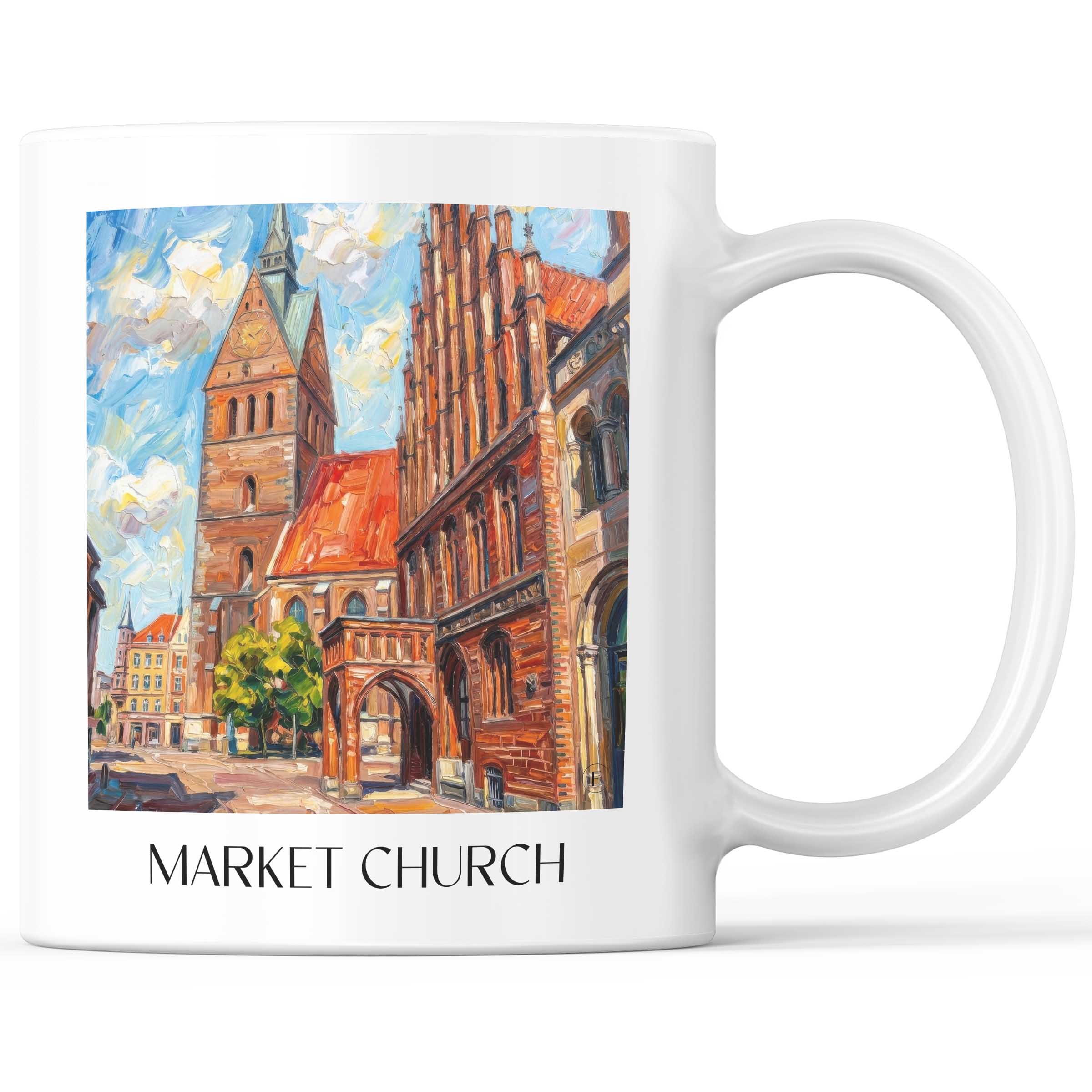 Marktkirche Kaffeebecher - Hannover - Deutschland Becher - Kaffeetasse im Ölgemälde Stil