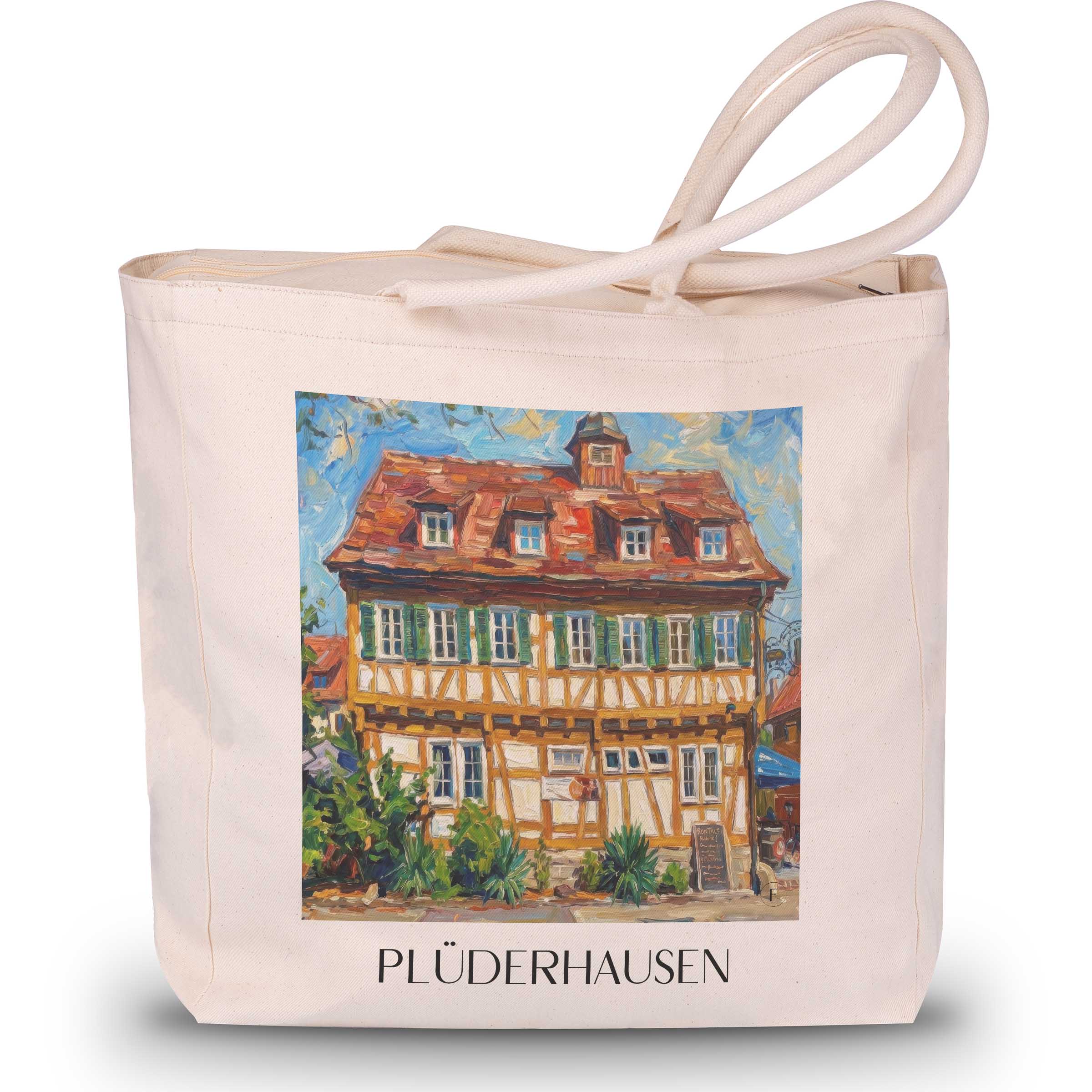 Plüderhausen - Deutschland Tote Bag - Einkaufstasche im Ölgemälde Stil