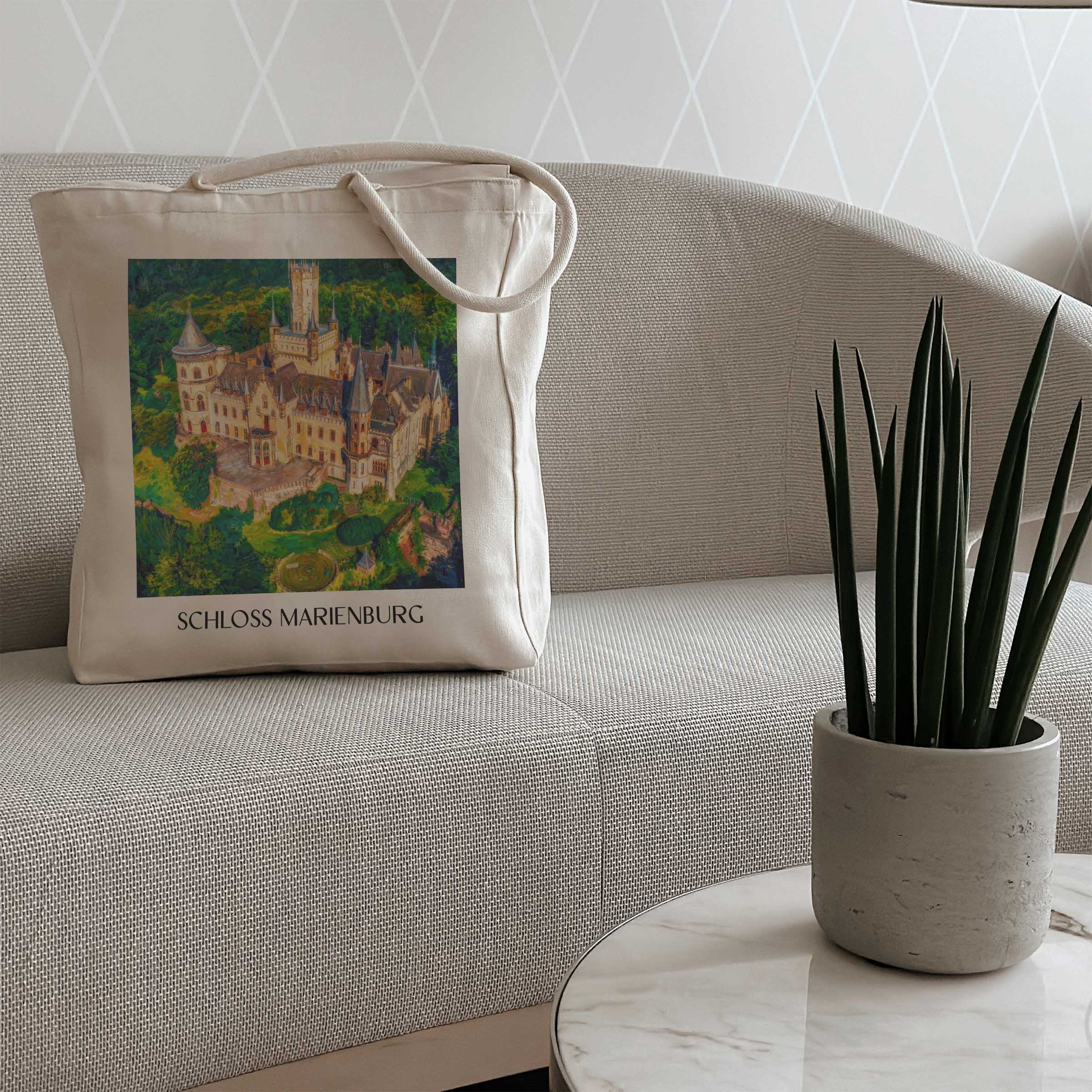 schloss-marienburg-pattensen-deutschland-einkaufstasche-oil-painting-oelgemaelde