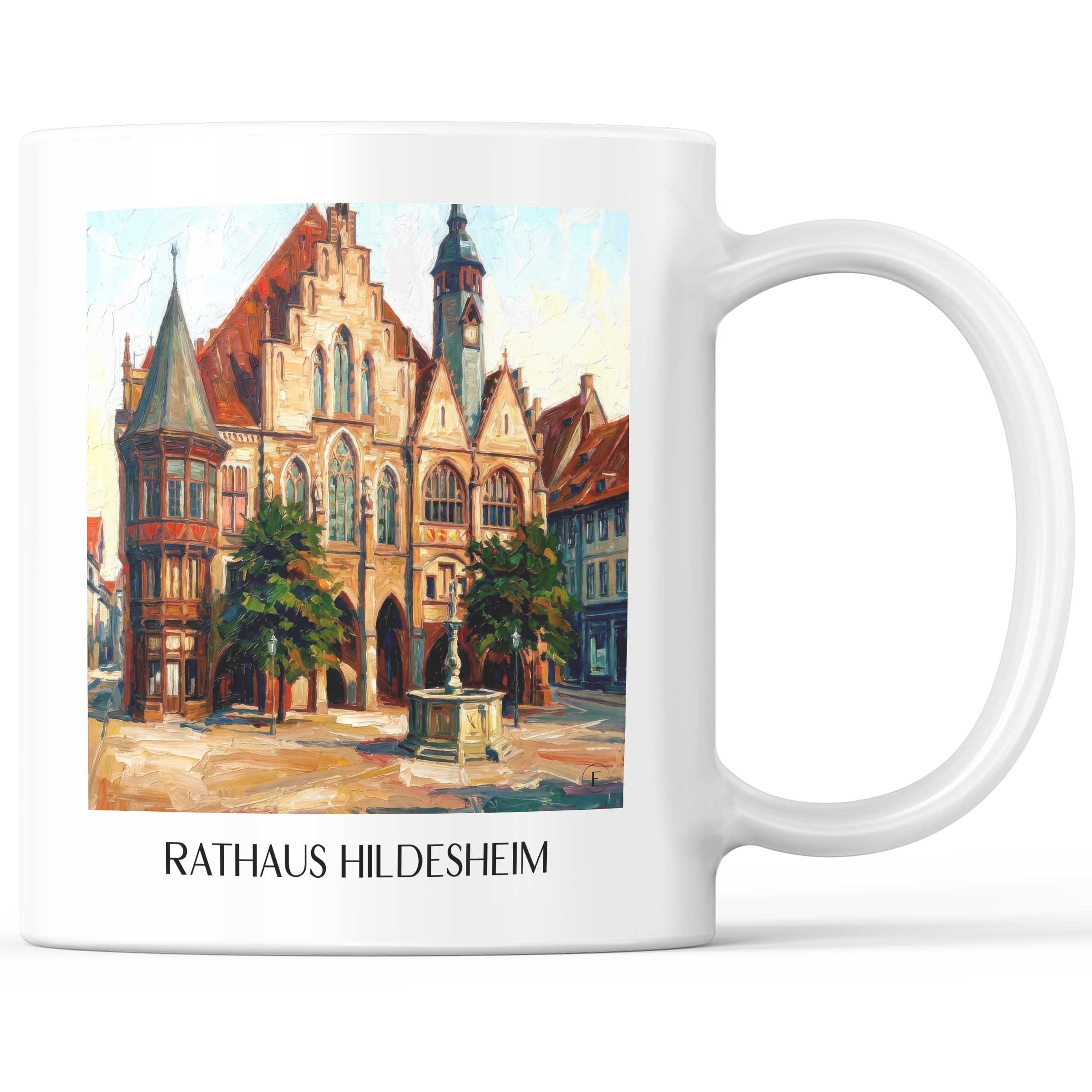 Rathaus Kaffeebecher - Hildesheim - Deutschland Becher - Kaffeetasse im Ölgemälde Stil