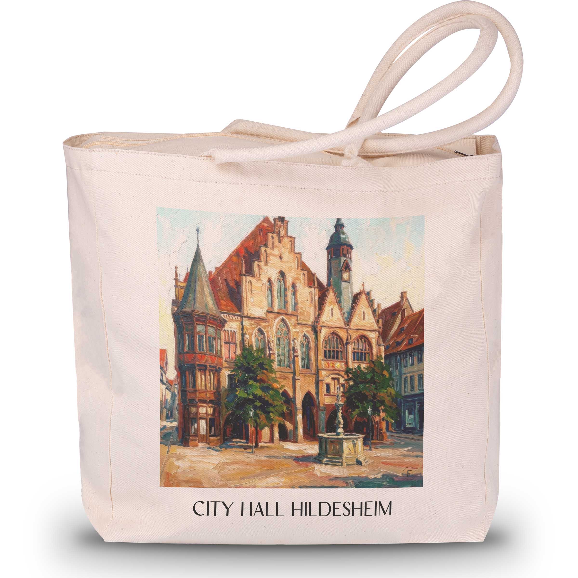 Rathaus Shopping Tasche - Hildesheim - Deutschland Tote Bag - Einkaufstasche im ĂlgemĂ€lde Stil
