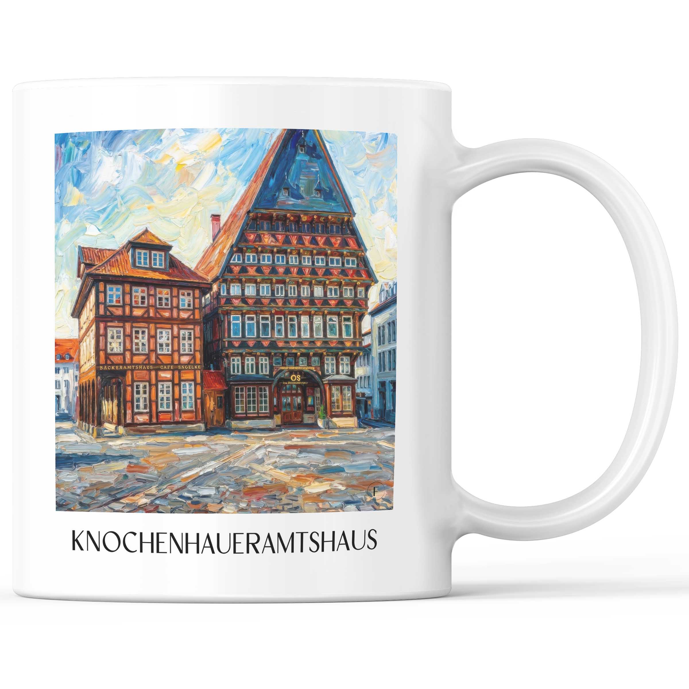 Knochenhaueramtshaus Kaffeebecher - Hildesheim - Deutschland Becher - Kaffeetasse im Ölgemälde Stil