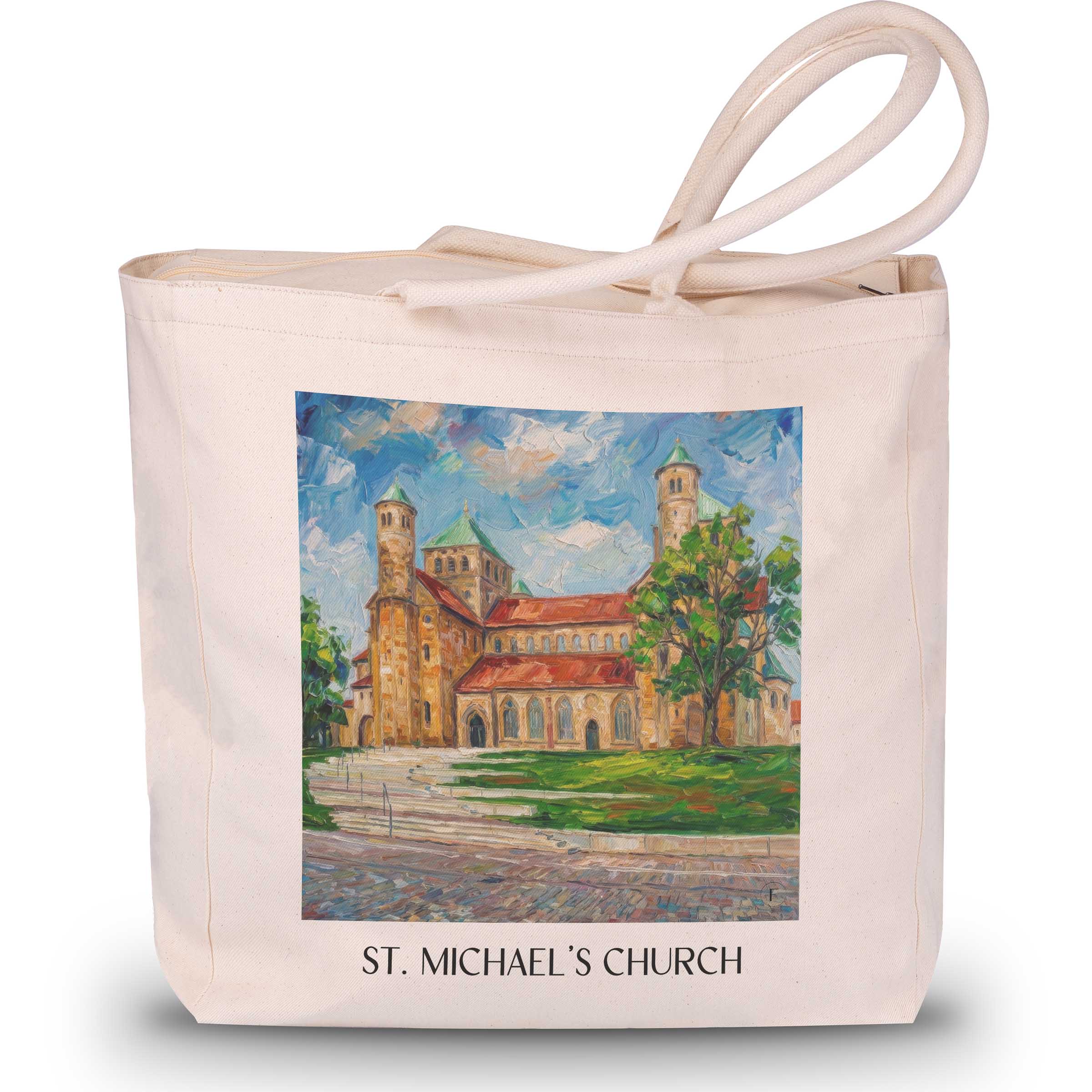 St. Michaelis Kirche Shopping Tasche - Hildesheim - Deutschland Tote Bag - Einkaufstasche im Ölgemälde Stil