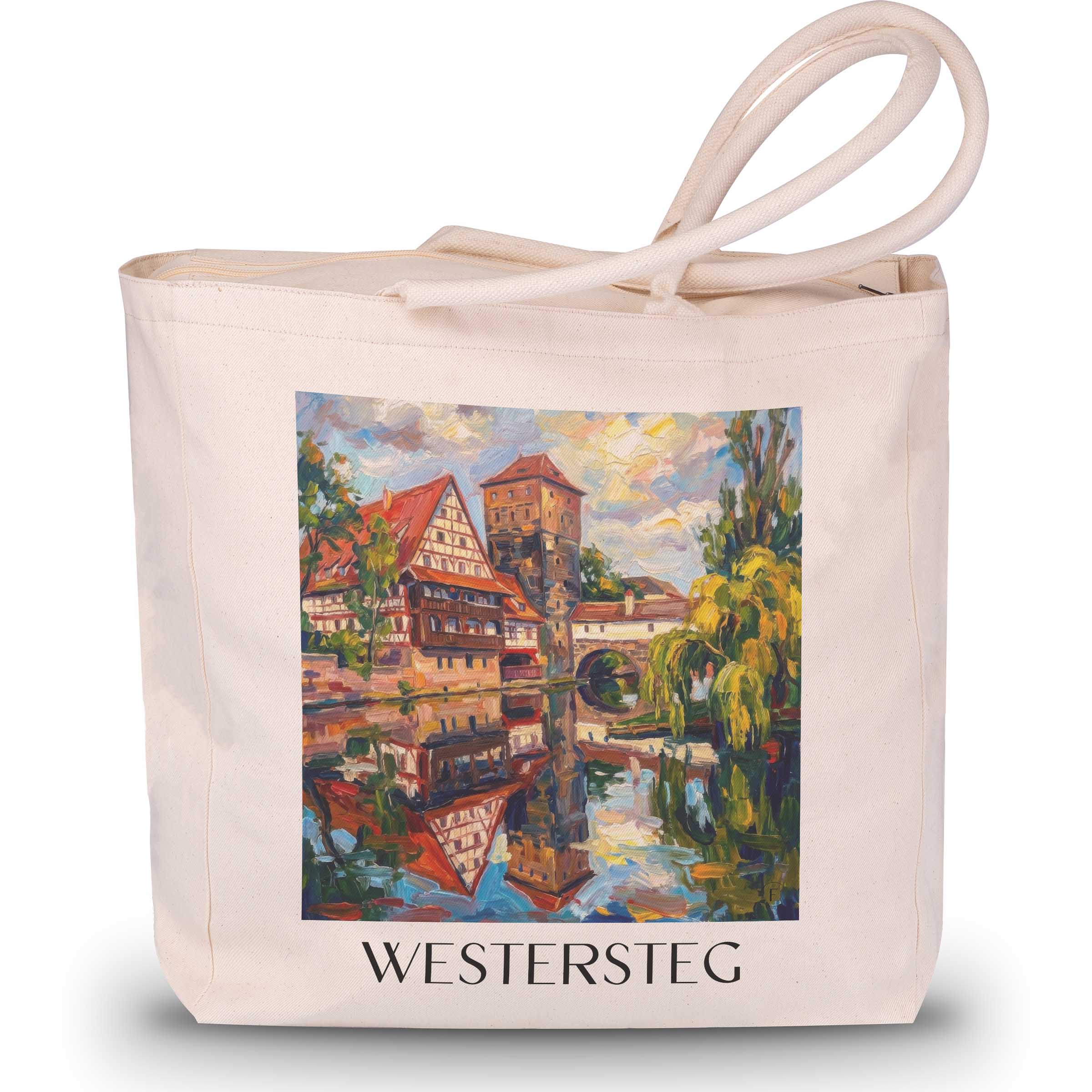 westersteg-nürnberg-deutschland-einkaufstasche-oil-painting-oelgemaelde