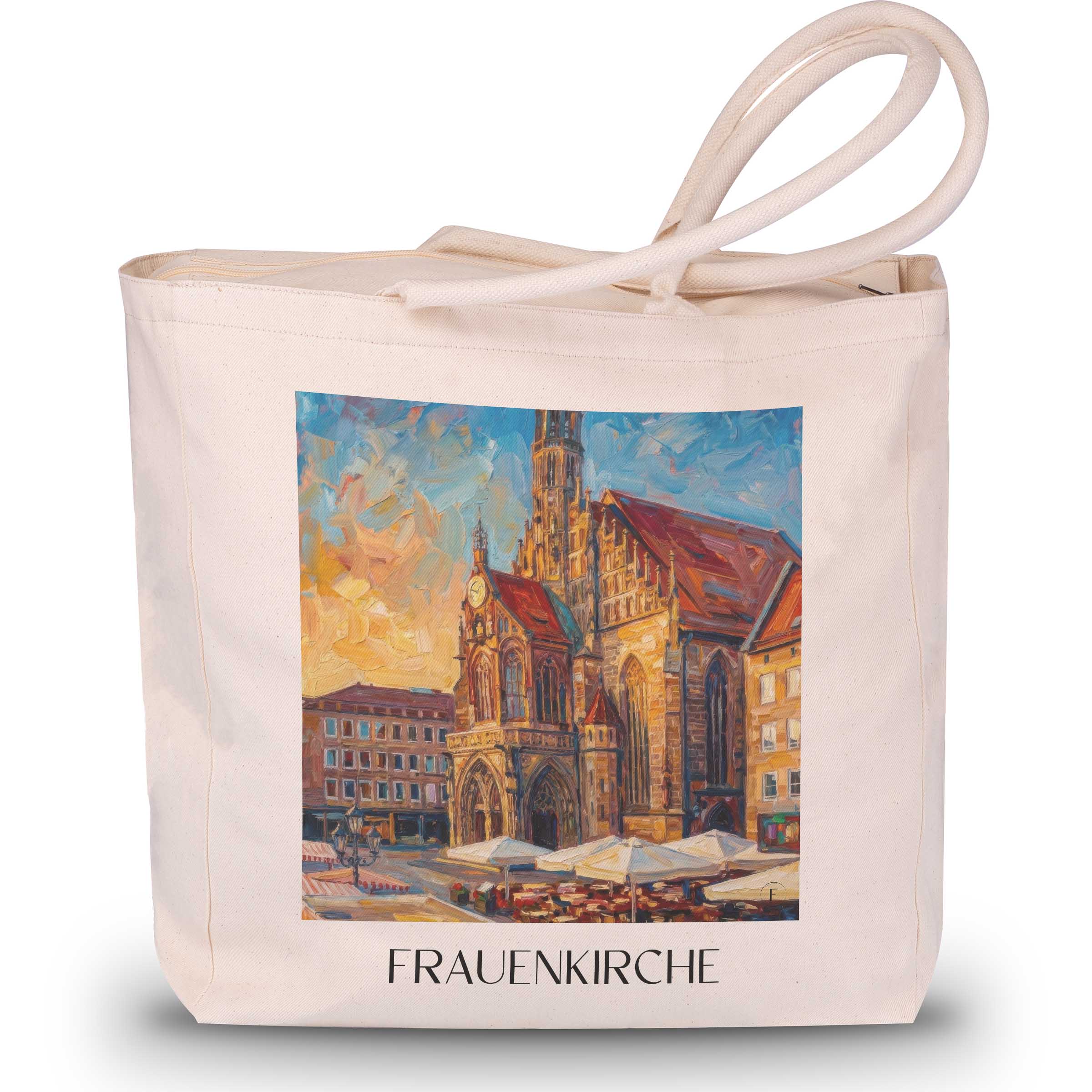 frauenkirche-nürnberg-deutschland-einkaufstasche-oil-painting-oelgemaelde