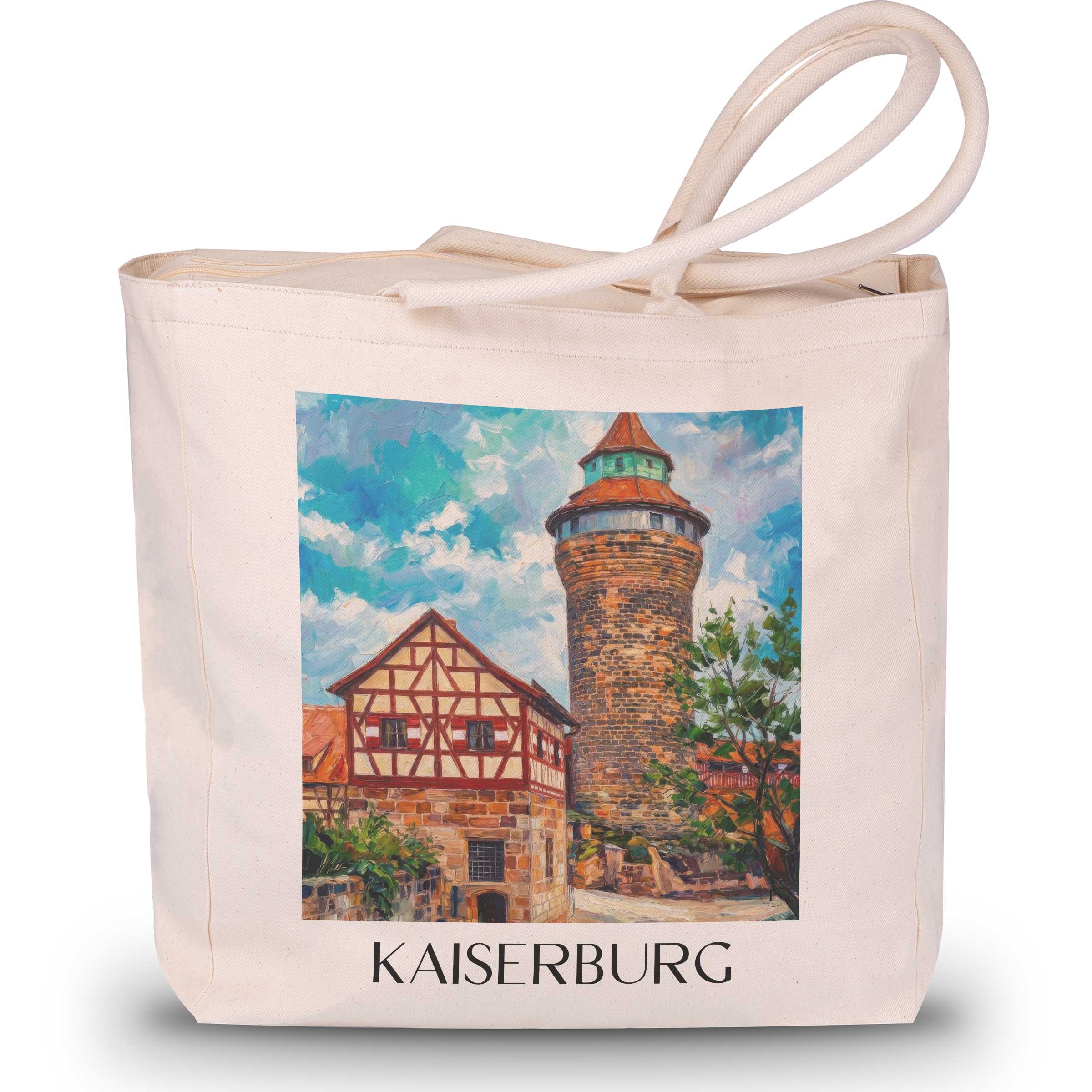 kaiserburg-nürnberg-deutschland-einkaufstasche-oil-painting-oelgemaelde