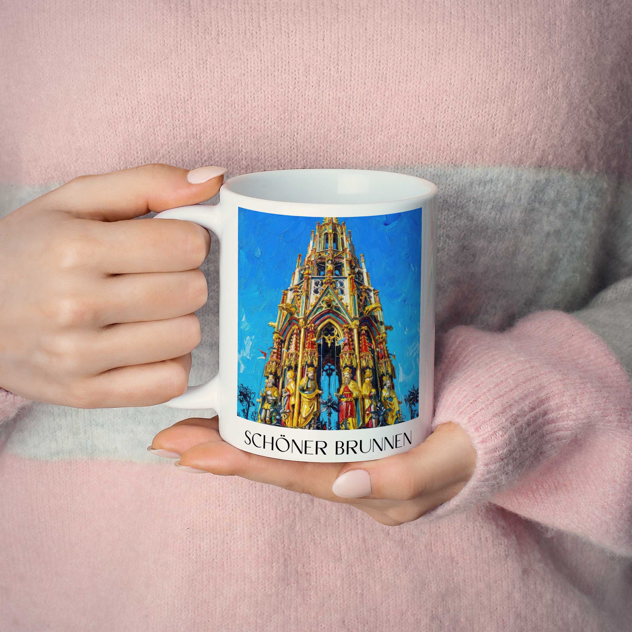 schöner-brunnen-nürnberg-deutschland-kaffeebecher-oil-painting-oelgemaelde