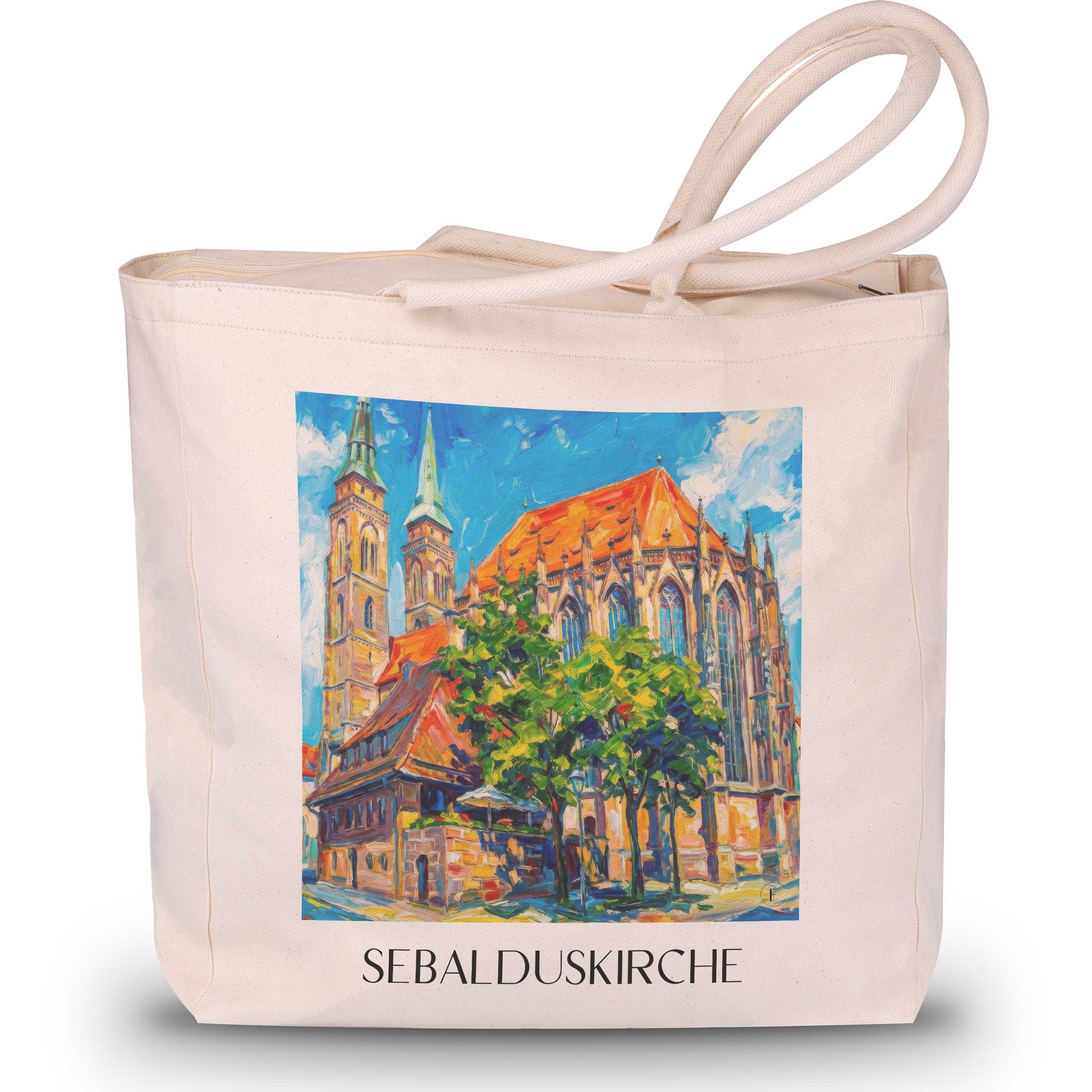 sebalduskirche-nürnberg-deutschland-einkaufstasche-oil-painting-oelgemaelde