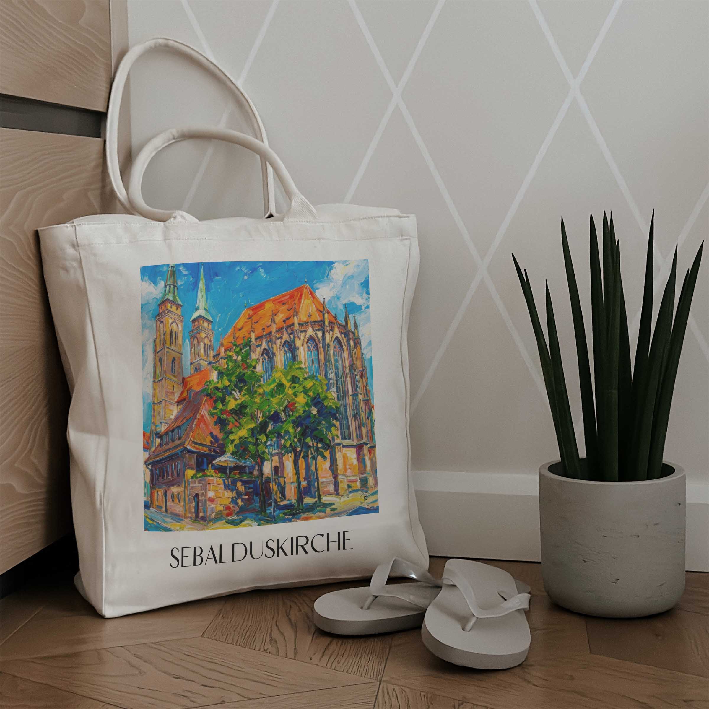 sebalduskirche-nürnberg-deutschland-einkaufstasche-oil-painting-oelgemaelde