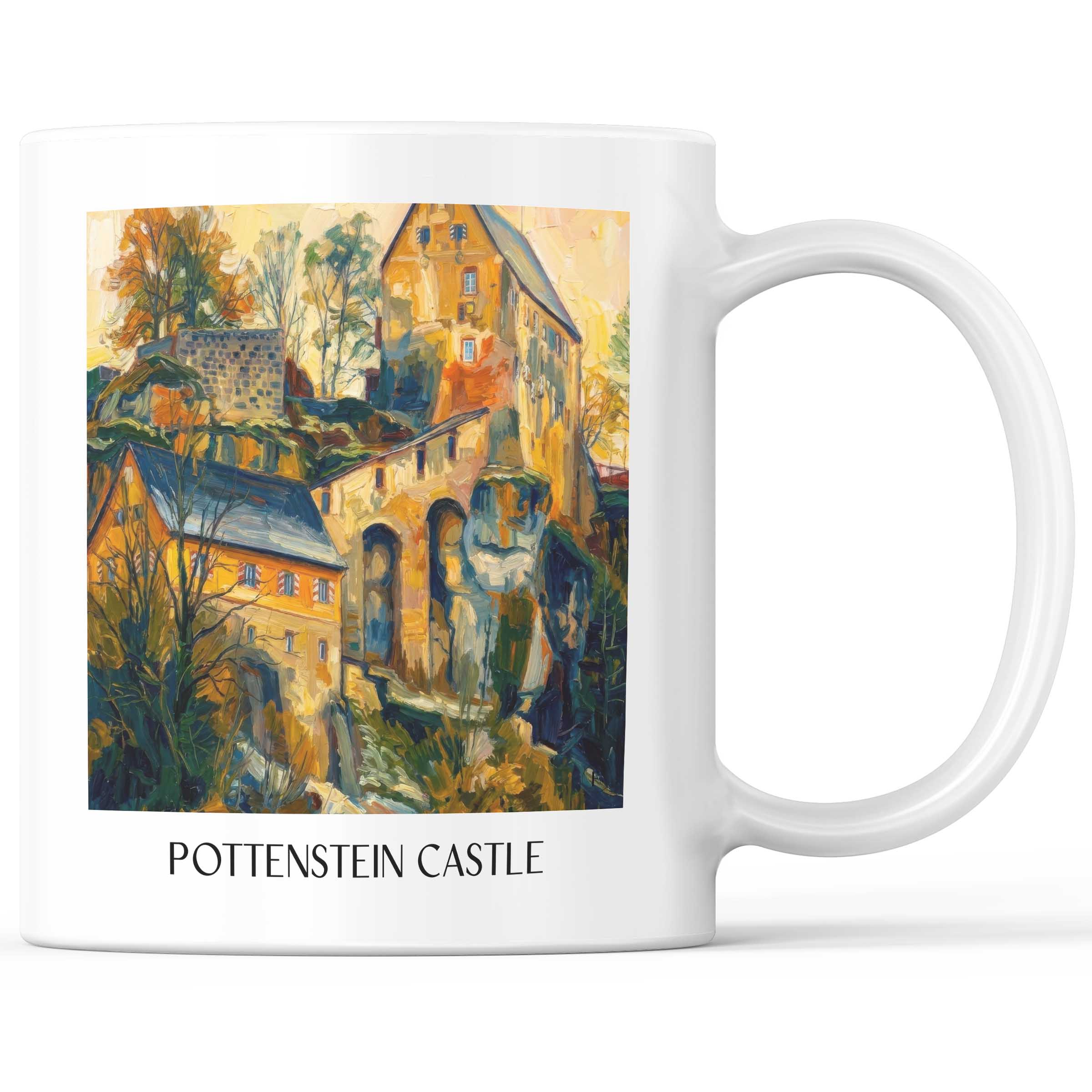 Burg Pottenstein - Deutschland Becher - Kaffeetasse im Ölgemälde Stil