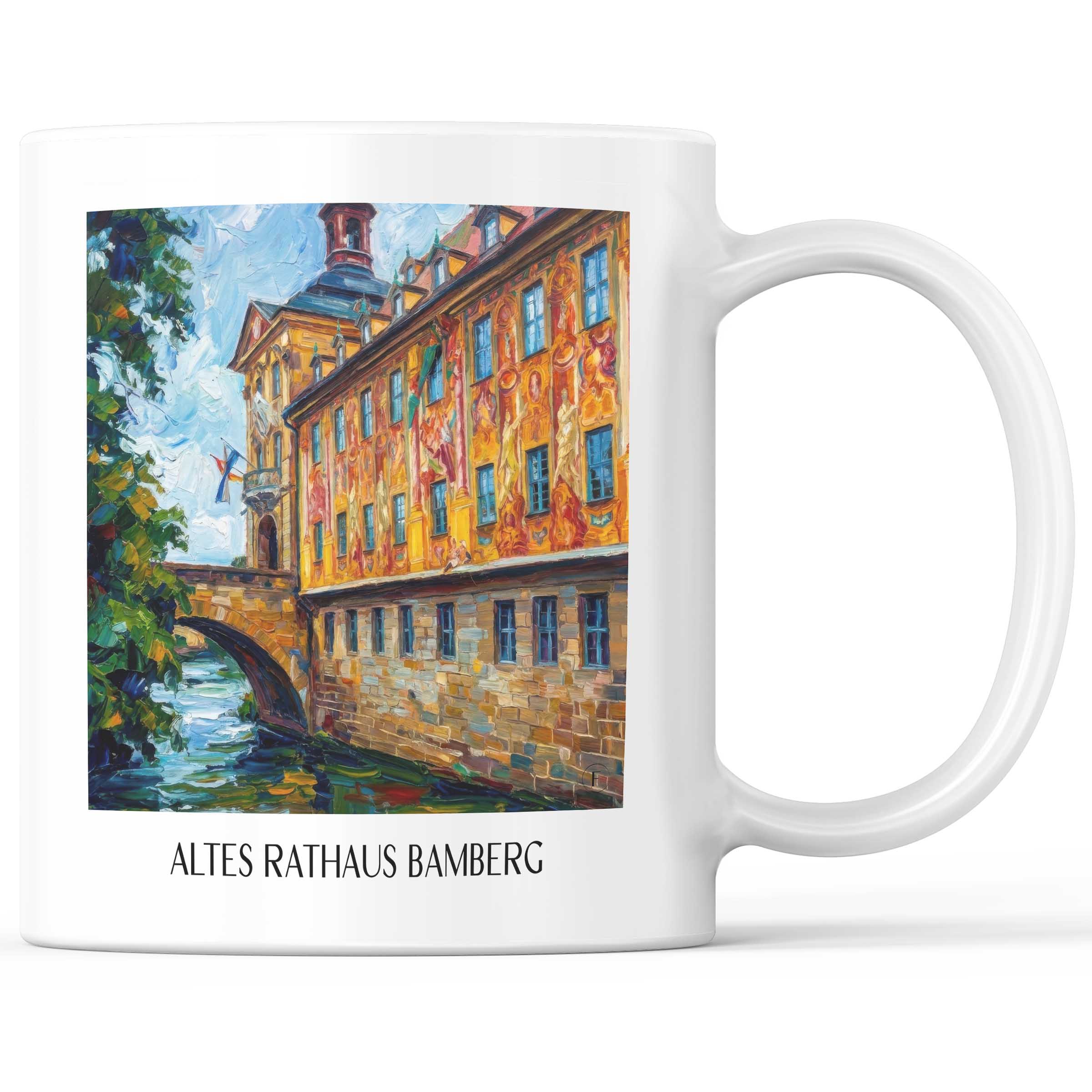 Altes Rathaus Kaffeebecher - Bamberg - Deutschland Becher - Kaffeetasse im Ölgemälde Stil