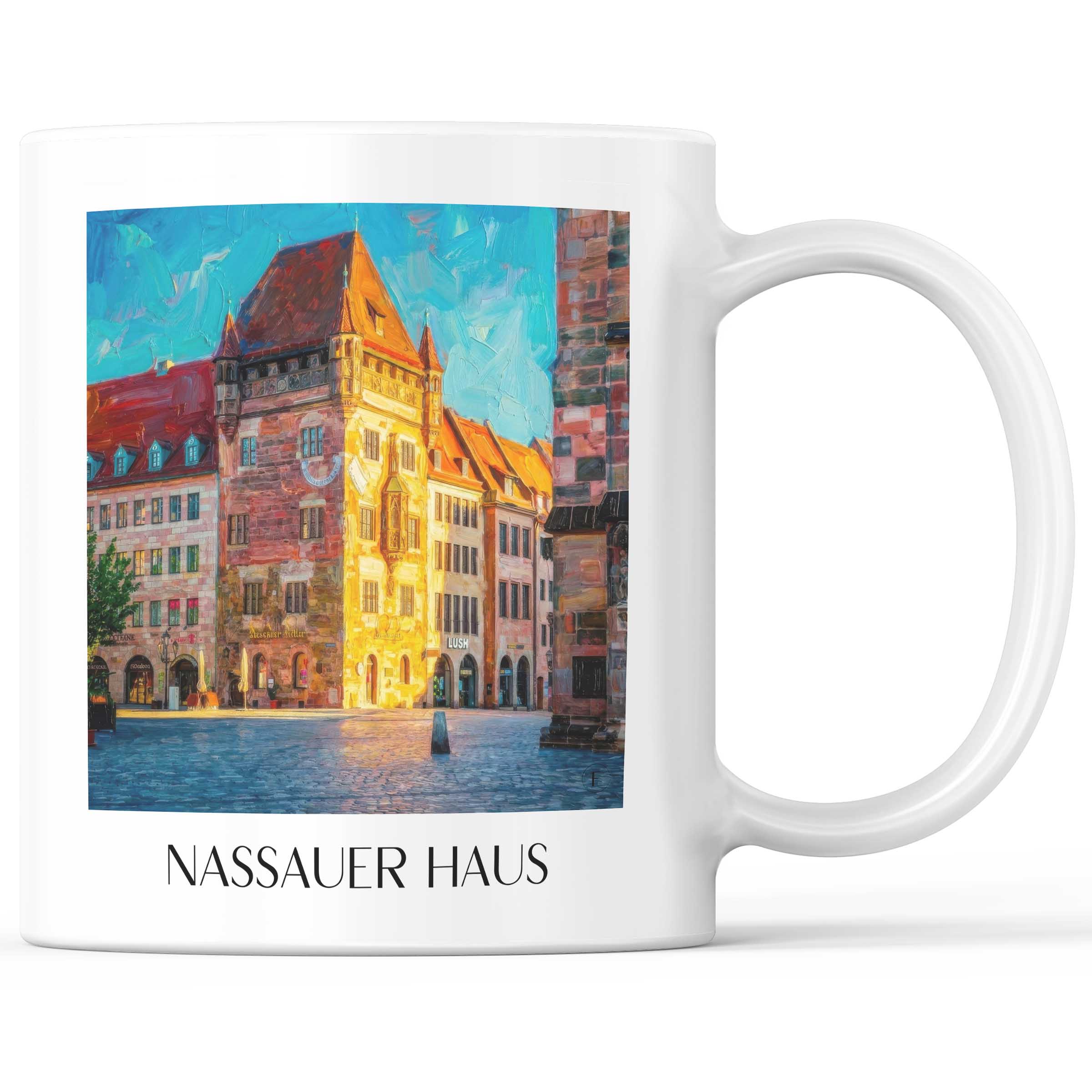 Nassauer Haus Kaffeebecher - Nürnberg - Deutschland Becher - Kaffeetasse im Ölgemälde Stil