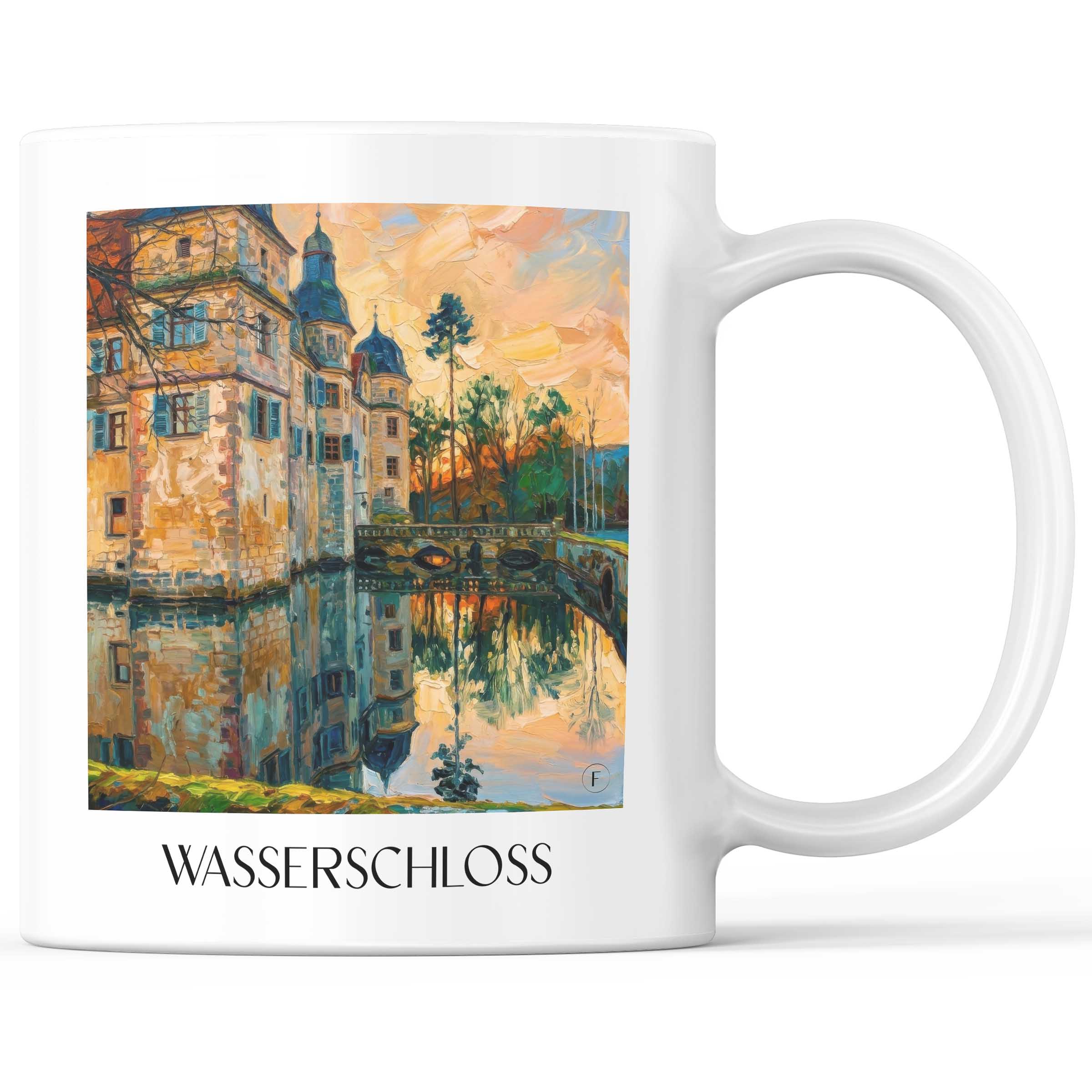 Wasserschloss Kaffeebecher - Mitwitz - Deutschland Becher - Kaffeetasse im Ölgemälde Stil