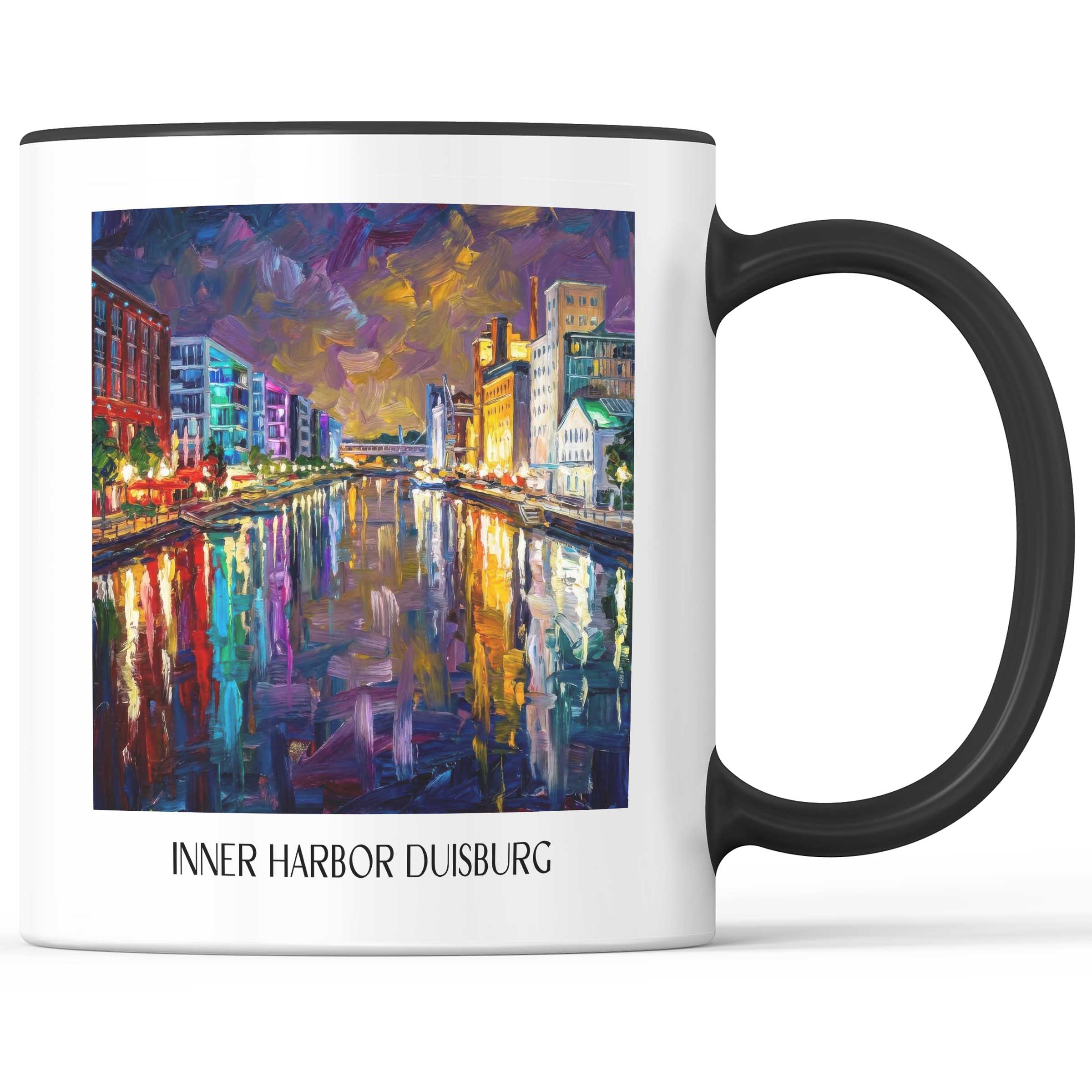 Innenhafen Kaffeebecher - Duisburg - Deutschland Becher - Kaffeetasse im Ölgemälde Stil