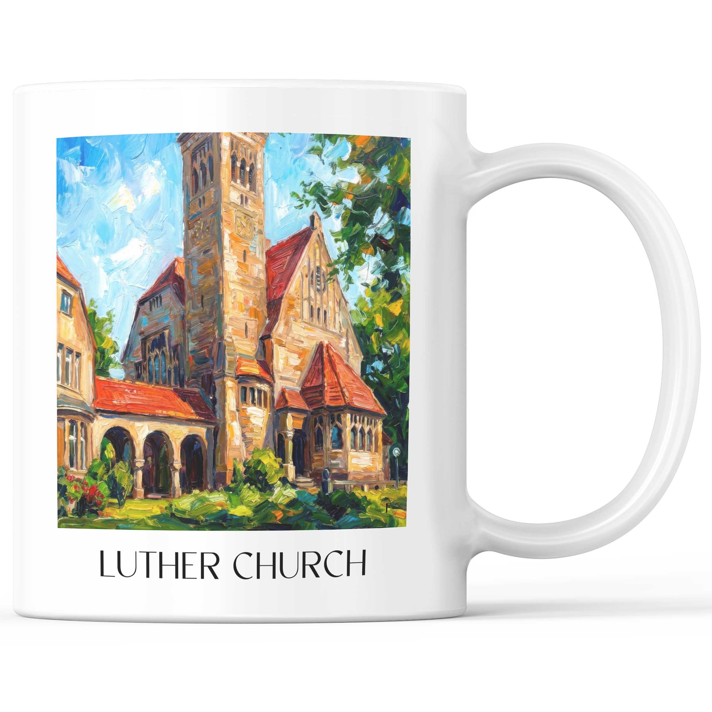 Lutherkirche Kaffeebecher - Bochum - Deutschland Becher - Kaffeetasse im Ölgemälde Stil