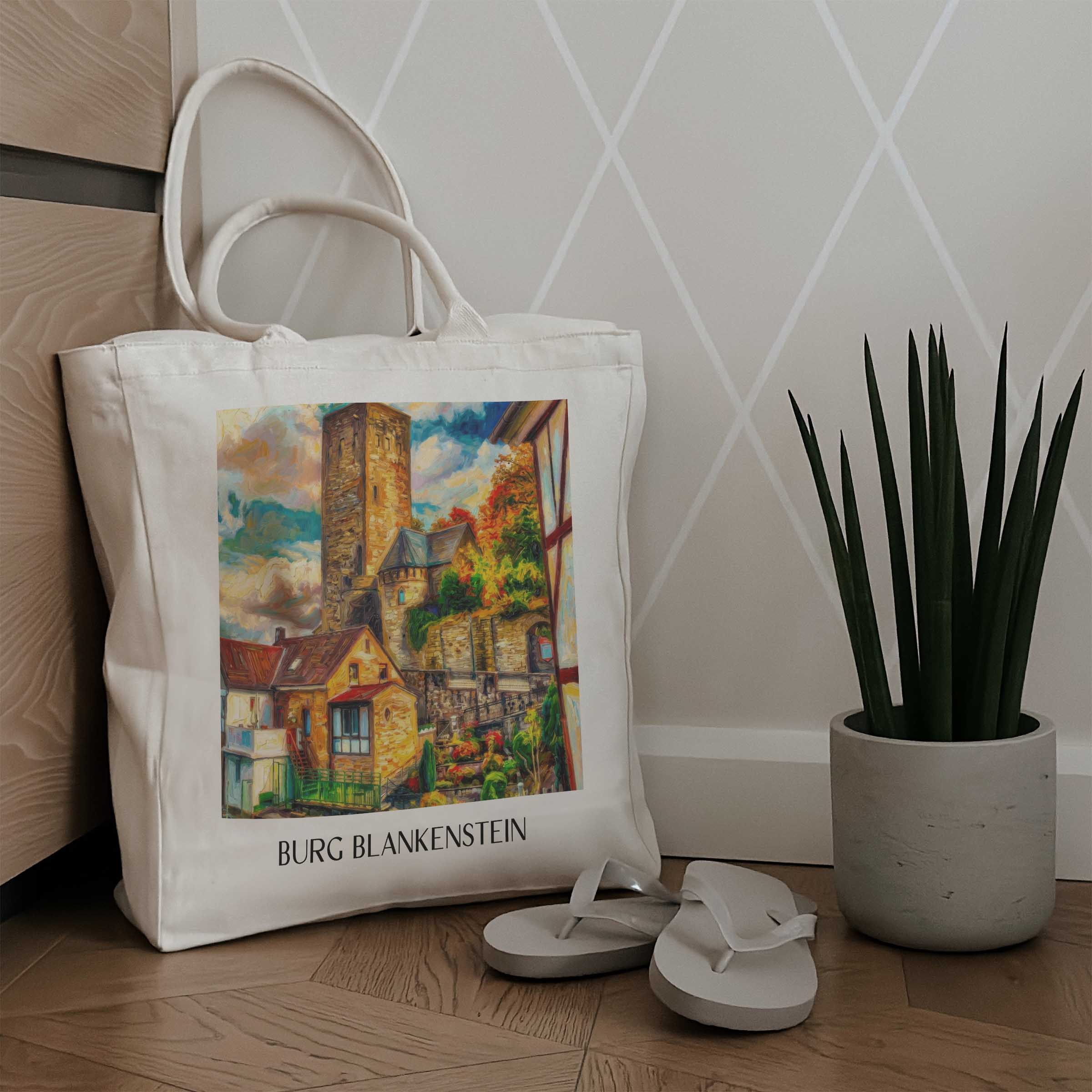 burg-blankenstein-hattingen-deutschland-einkaufstasche-oil-painting-oelgemaelde