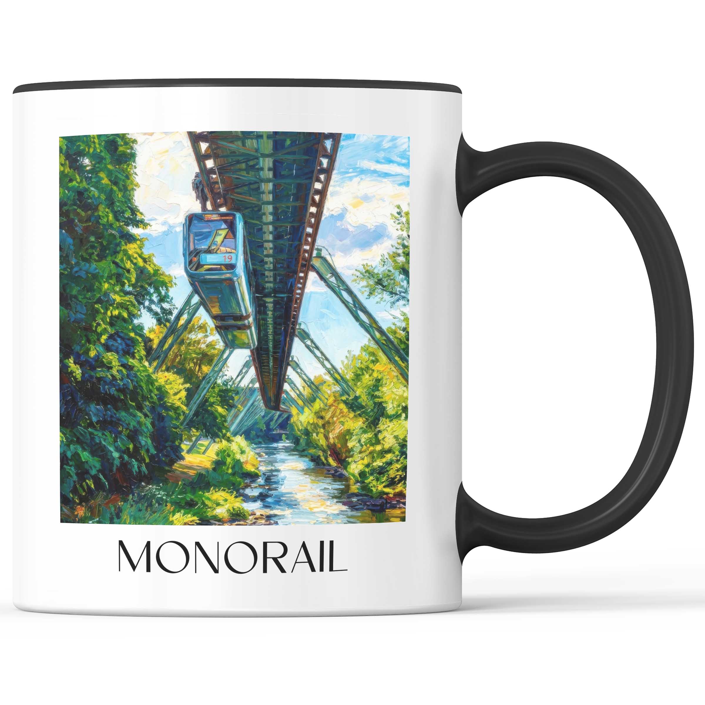 Schwebebahn Kaffeebecher - Wuppertal - Deutschland Becher - Kaffeetasse im Ölgemälde Stil