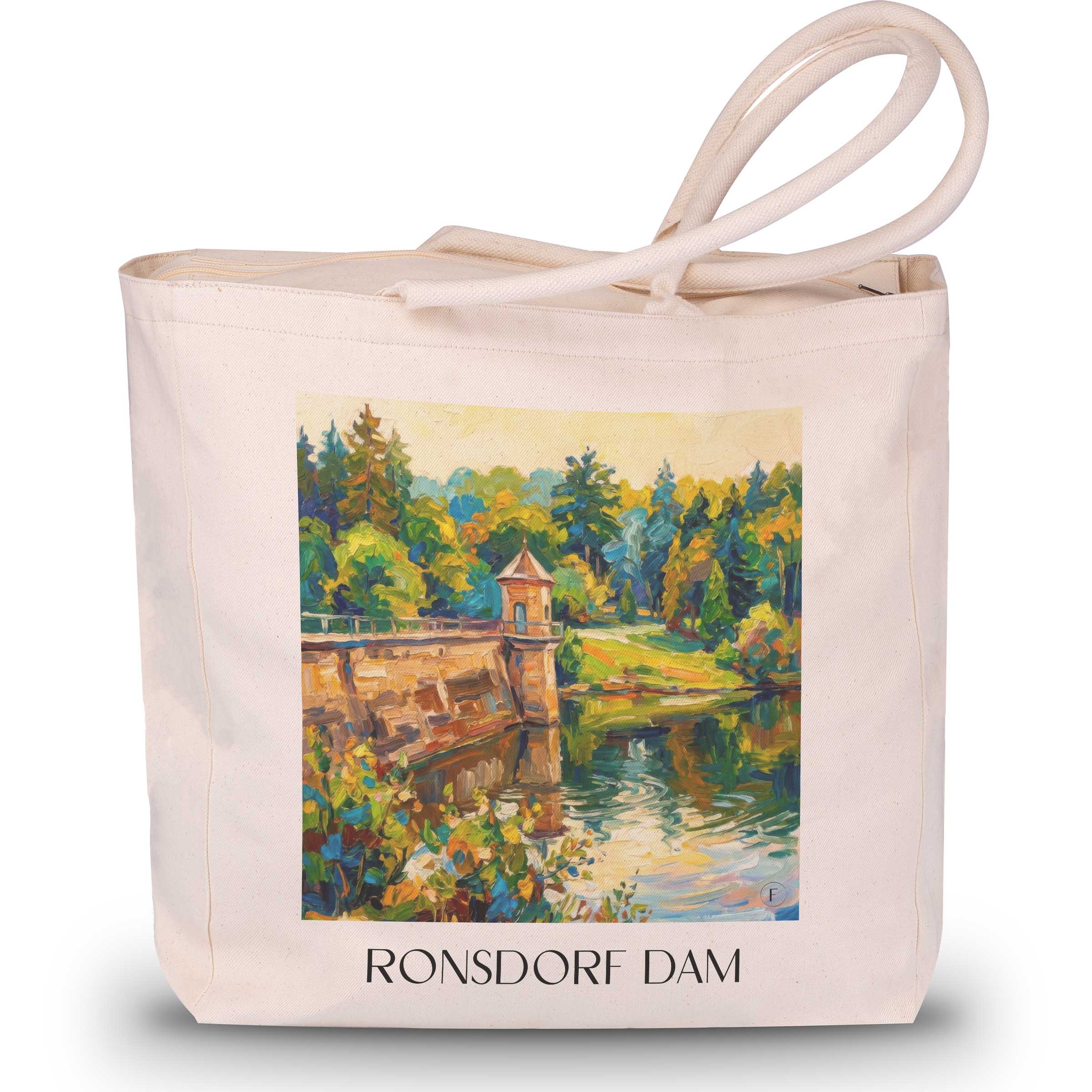 Ronsdorfer Talsperre Shopping Tasche - Wuppertal - Deutschland Tote Bag - Einkaufstasche im Ölgemälde Stil