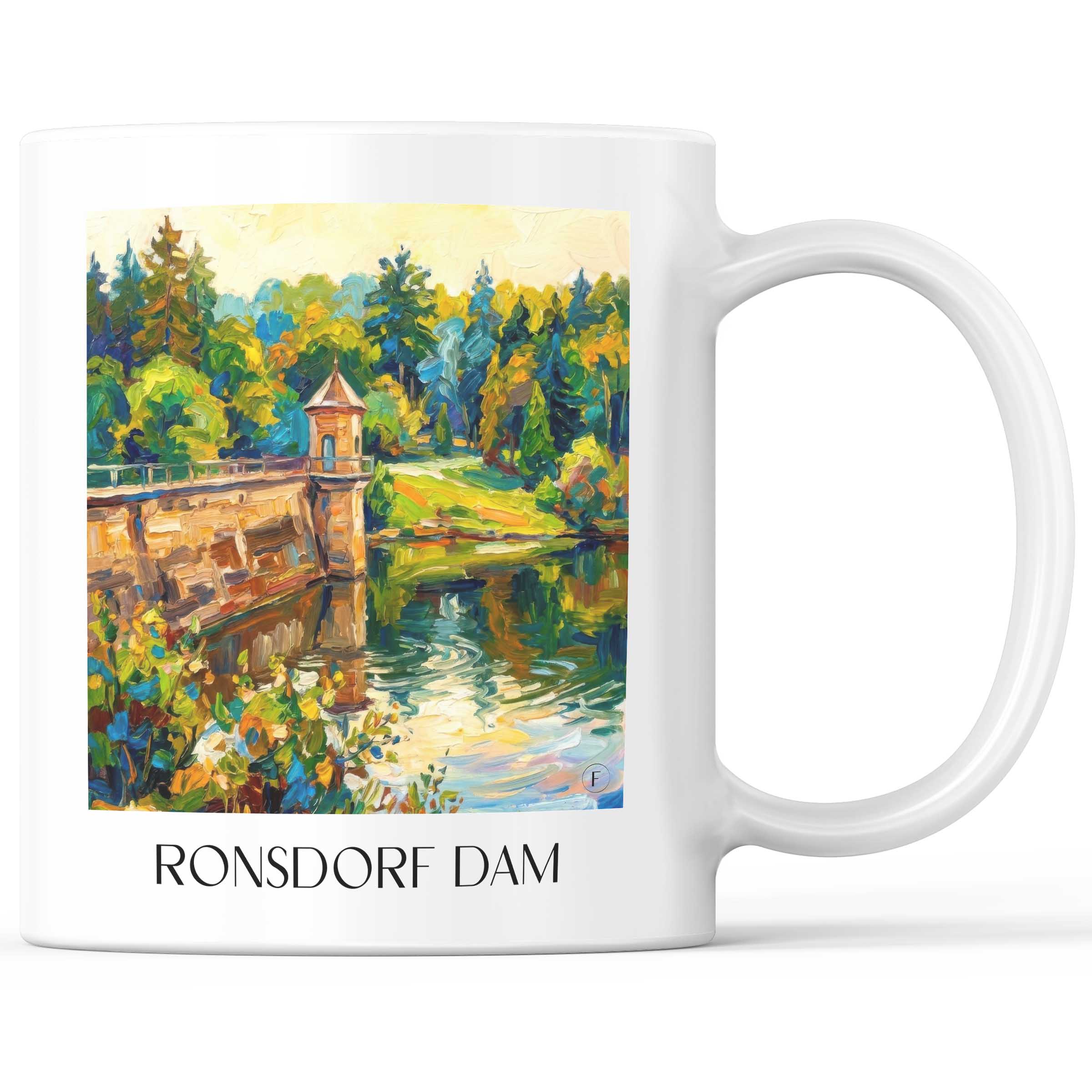 Ronsdorfer Talsperre Kaffeebecher - Wuppertal - Deutschland Becher - Kaffeetasse im Ölgemälde Stil